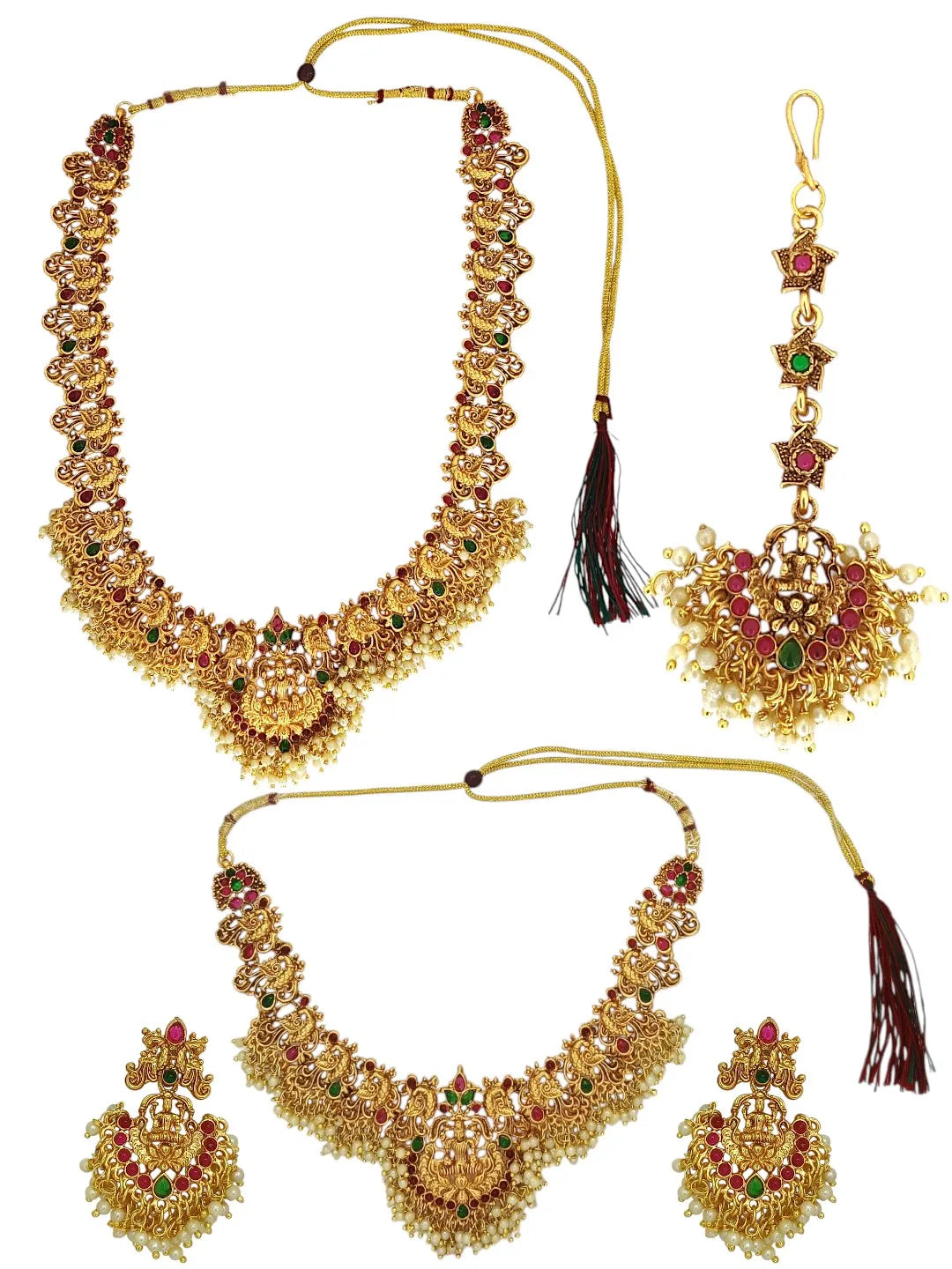 Gold-Plated Locket with White Beads Jewellery Set