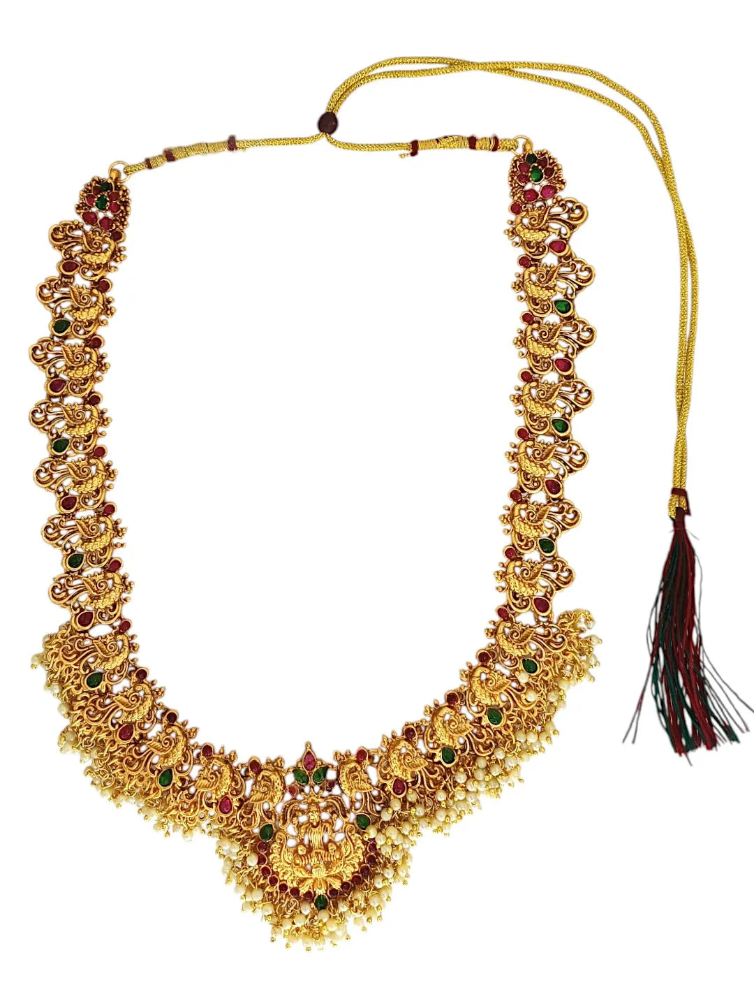 Gold-Plated Locket with White Beads Jewellery Set