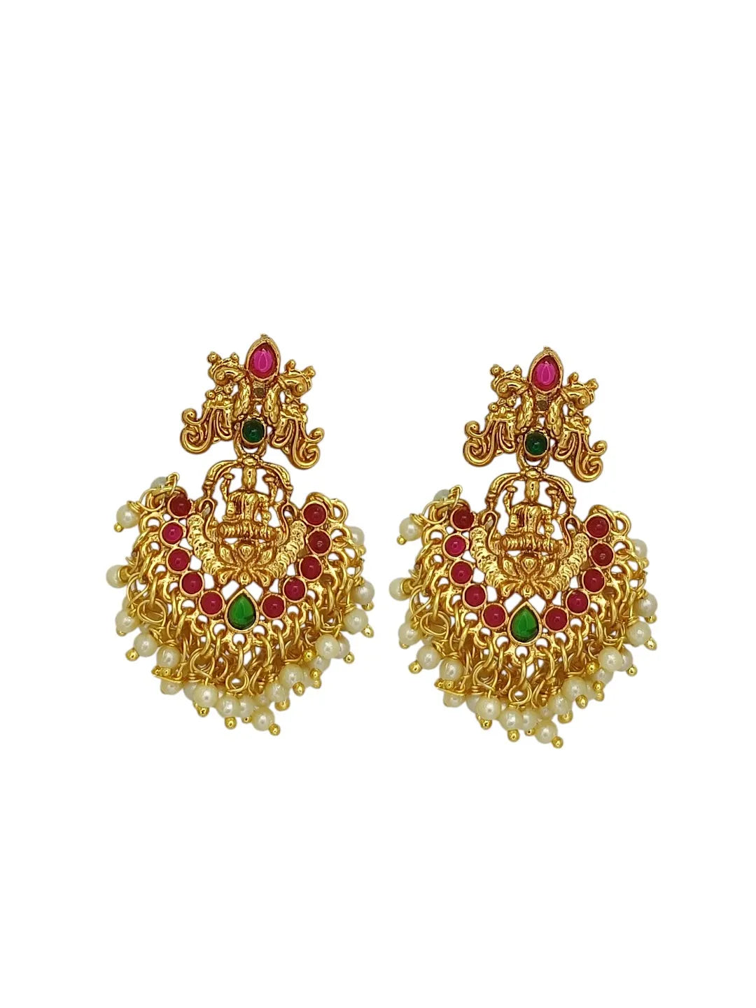 Gold-Plated Locket with White Beads Jewellery Set