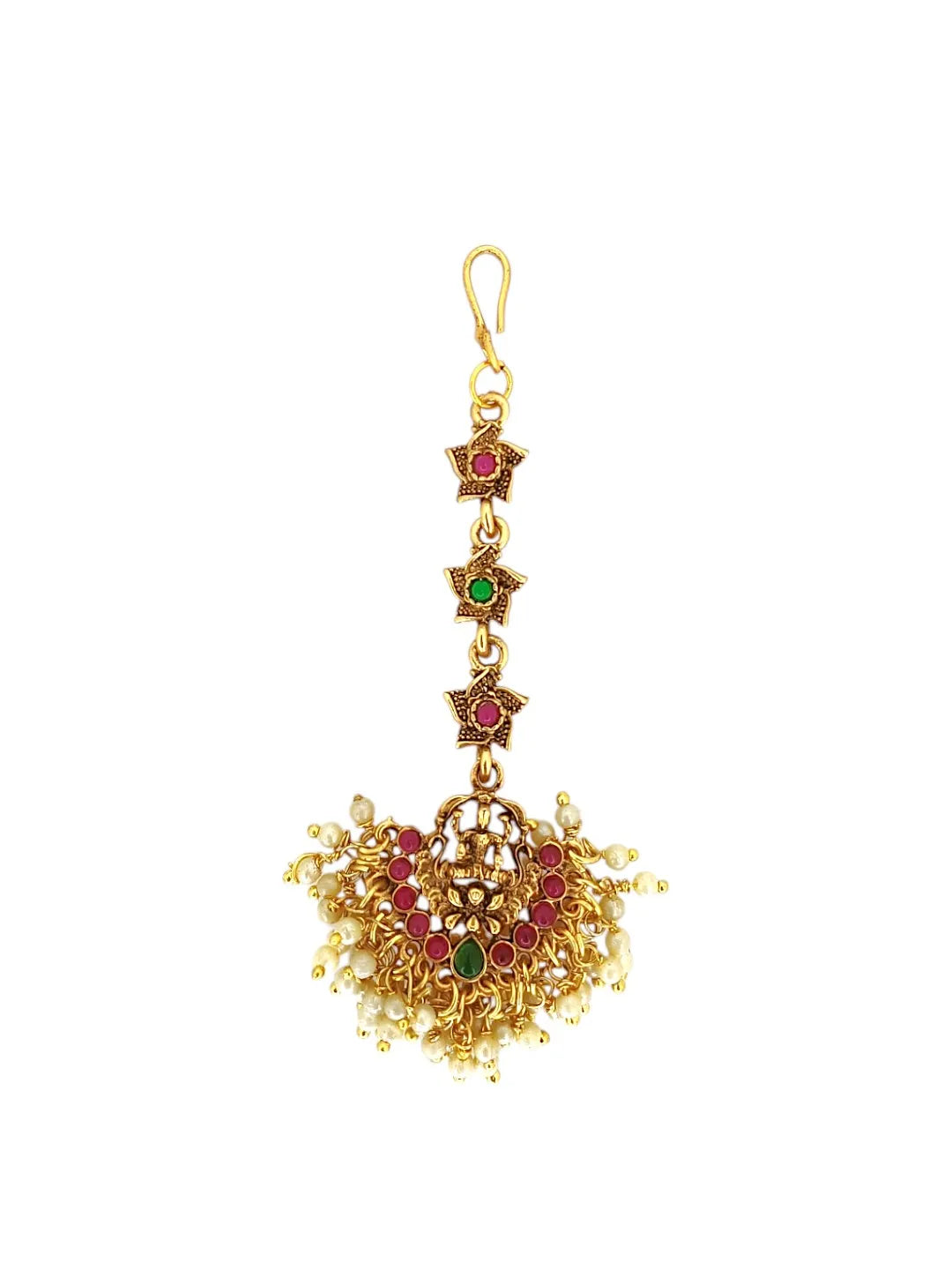 Gold-Plated Locket with White Beads Jewellery Set