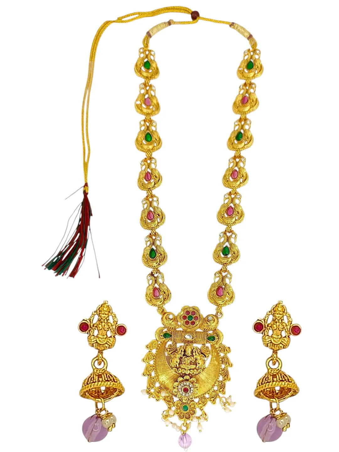 Gold-Plated Divine Assemble Stone-Studded Jewellery Set