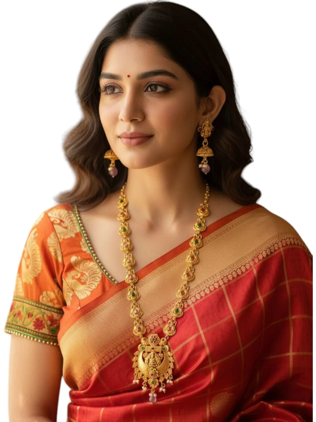 Gold-Plated Divine Assemble Stone-Studded Jewellery Set