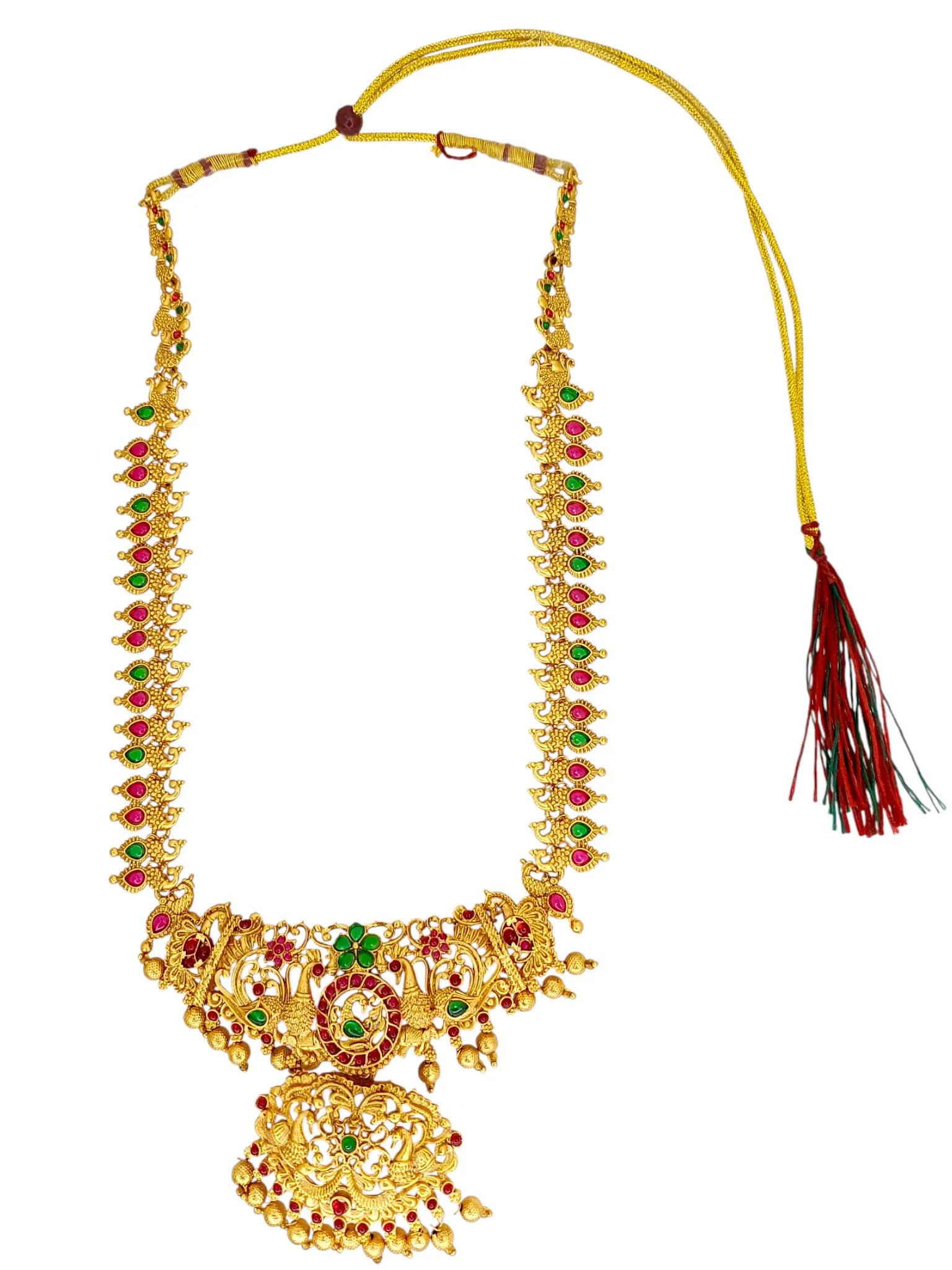 Gold-Plated Peacock Meenakari Jewellery Set