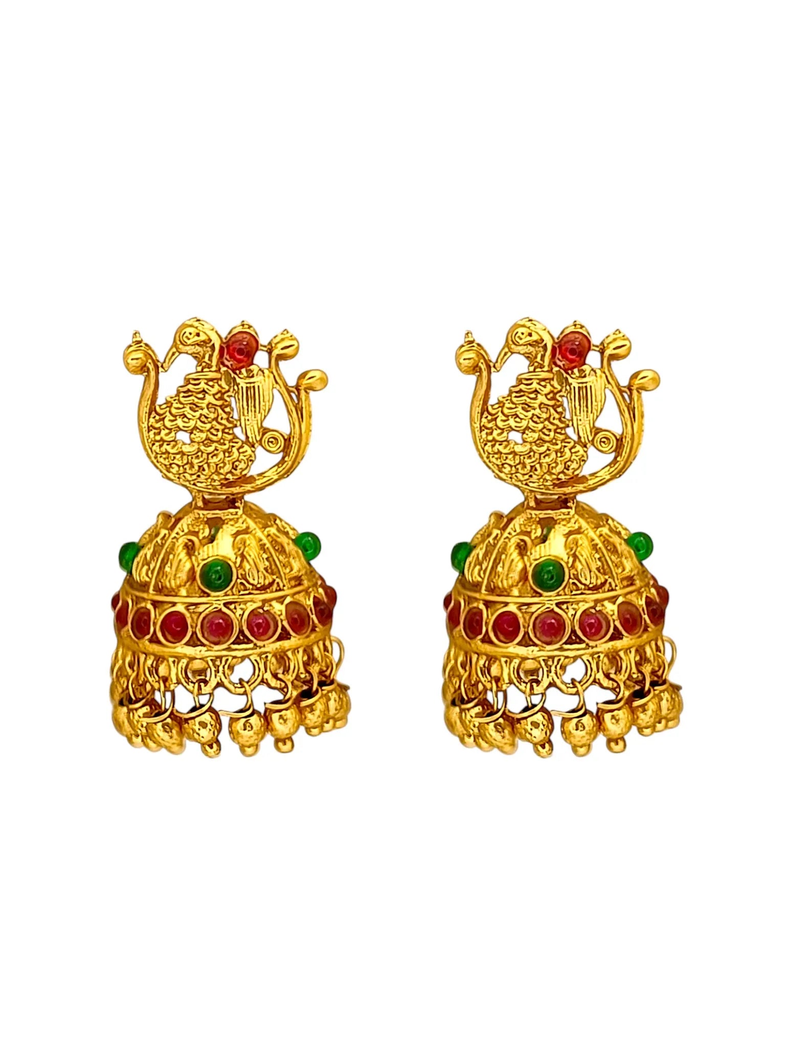 Gold-Plated Peacock Meenakari Jewellery Set