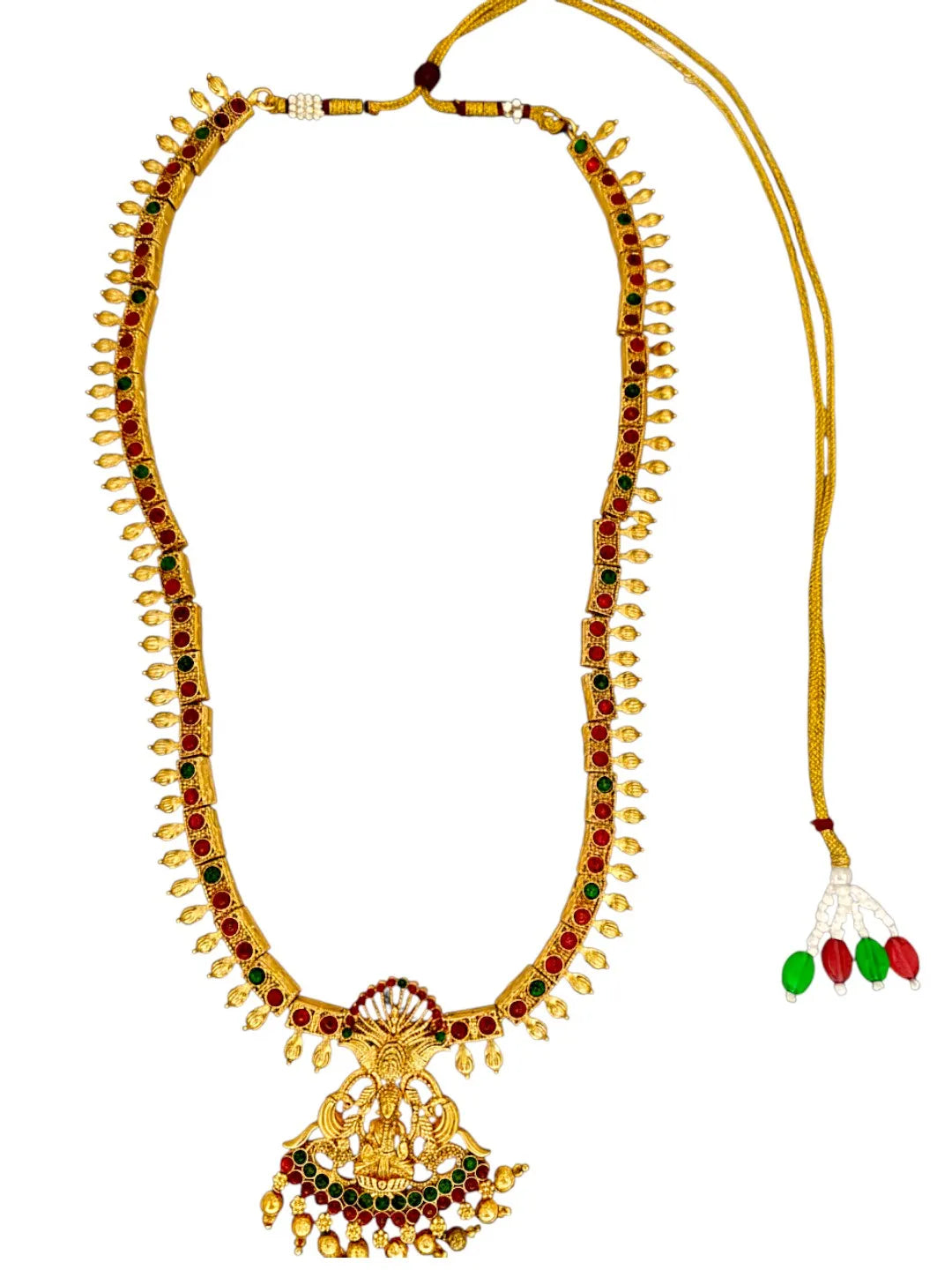 Gold-Plated Stone-Studded and Beaded Jewellery Set