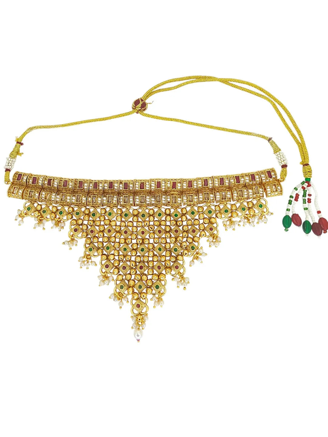 Gold-Plated Stone-Studded Maang Tika and Earrings
