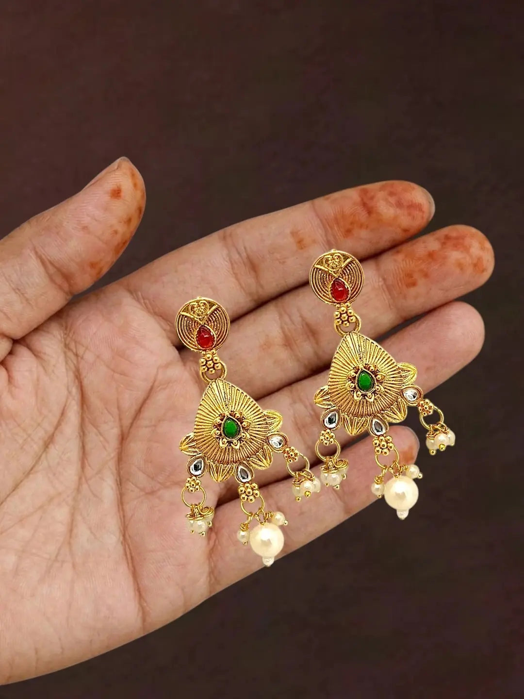 Gold Plated Green Heritage Necklace Set
