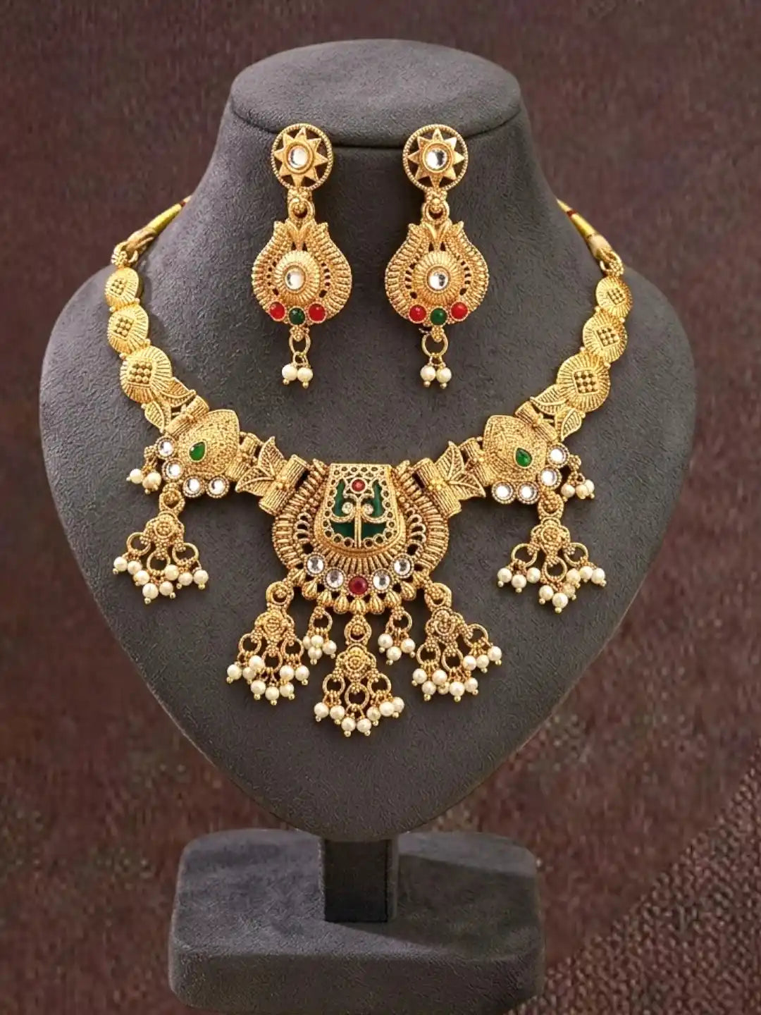 Gold Plated Kundan Heritage Necklace Set