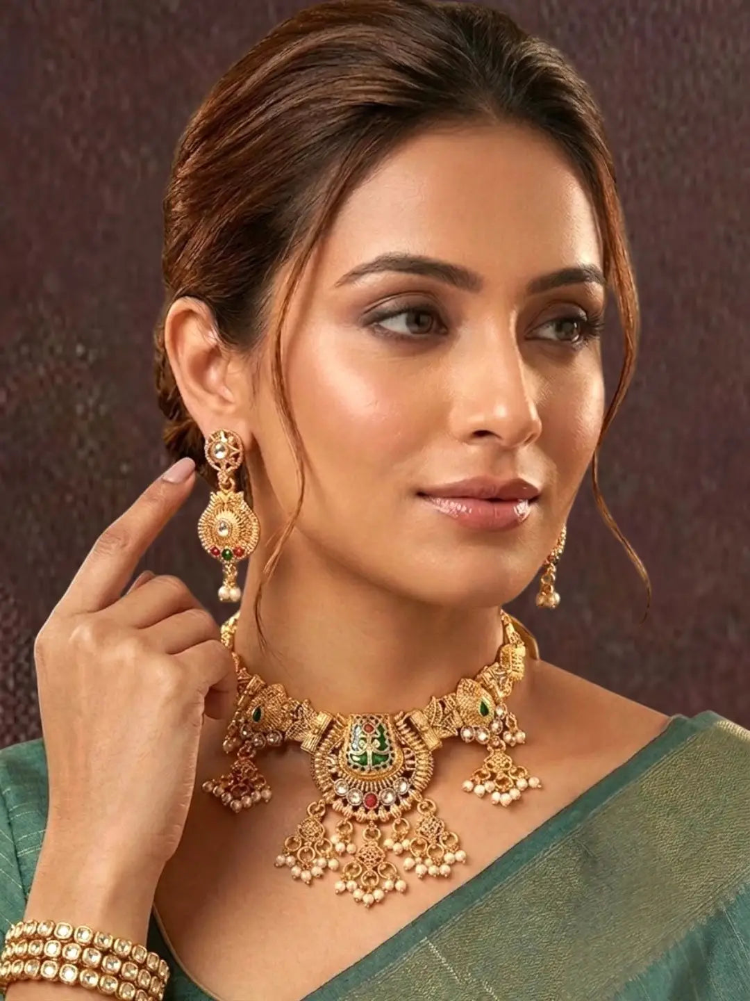 Gold Plated Kundan Heritage Necklace Set