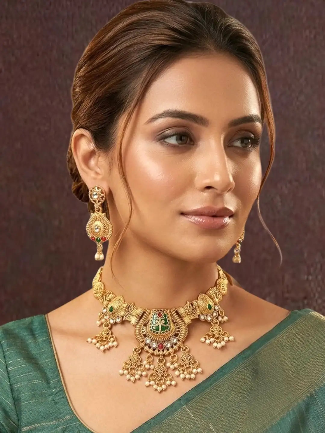 Gold Plated Kundan Heritage Necklace Set