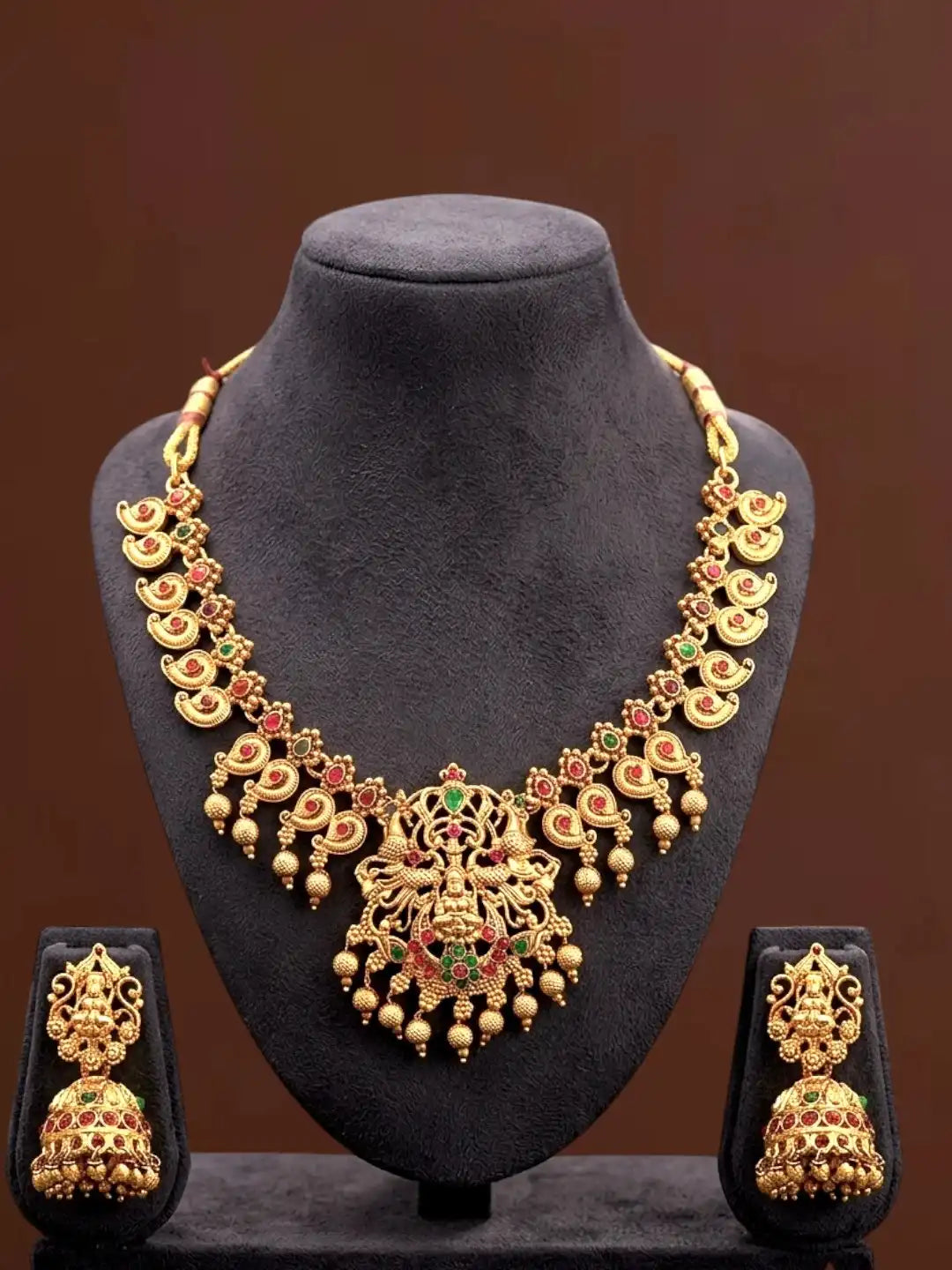 Traditional Gold Plated Temple Necklace Set