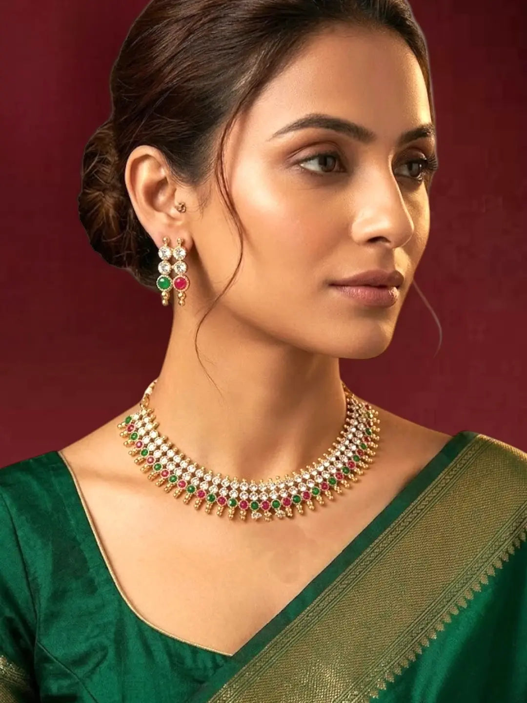Multicolor Classy Gold Plated Necklace Set