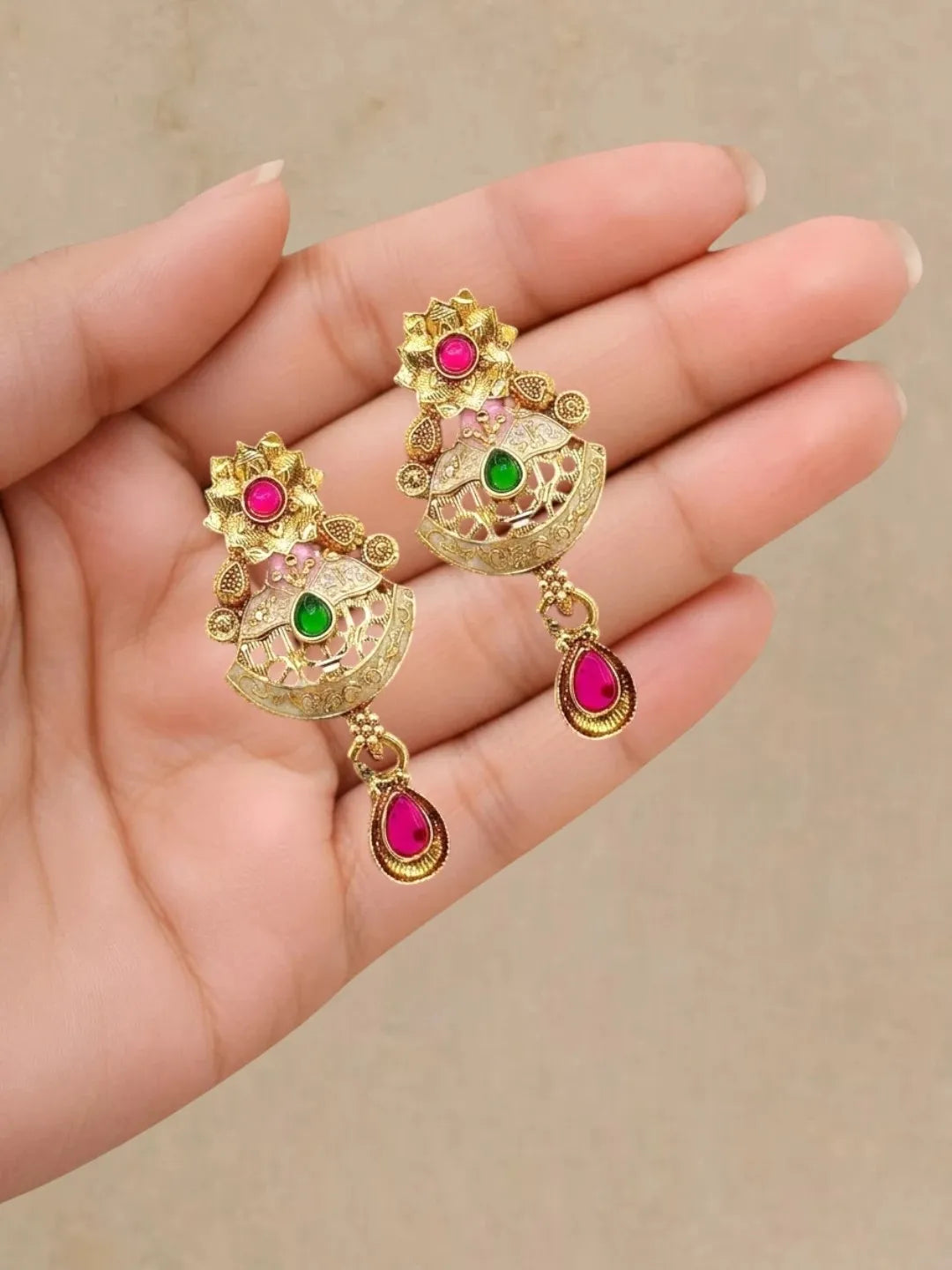 Gold Plated Kundan Meenkari Rajwadi Necklace Set