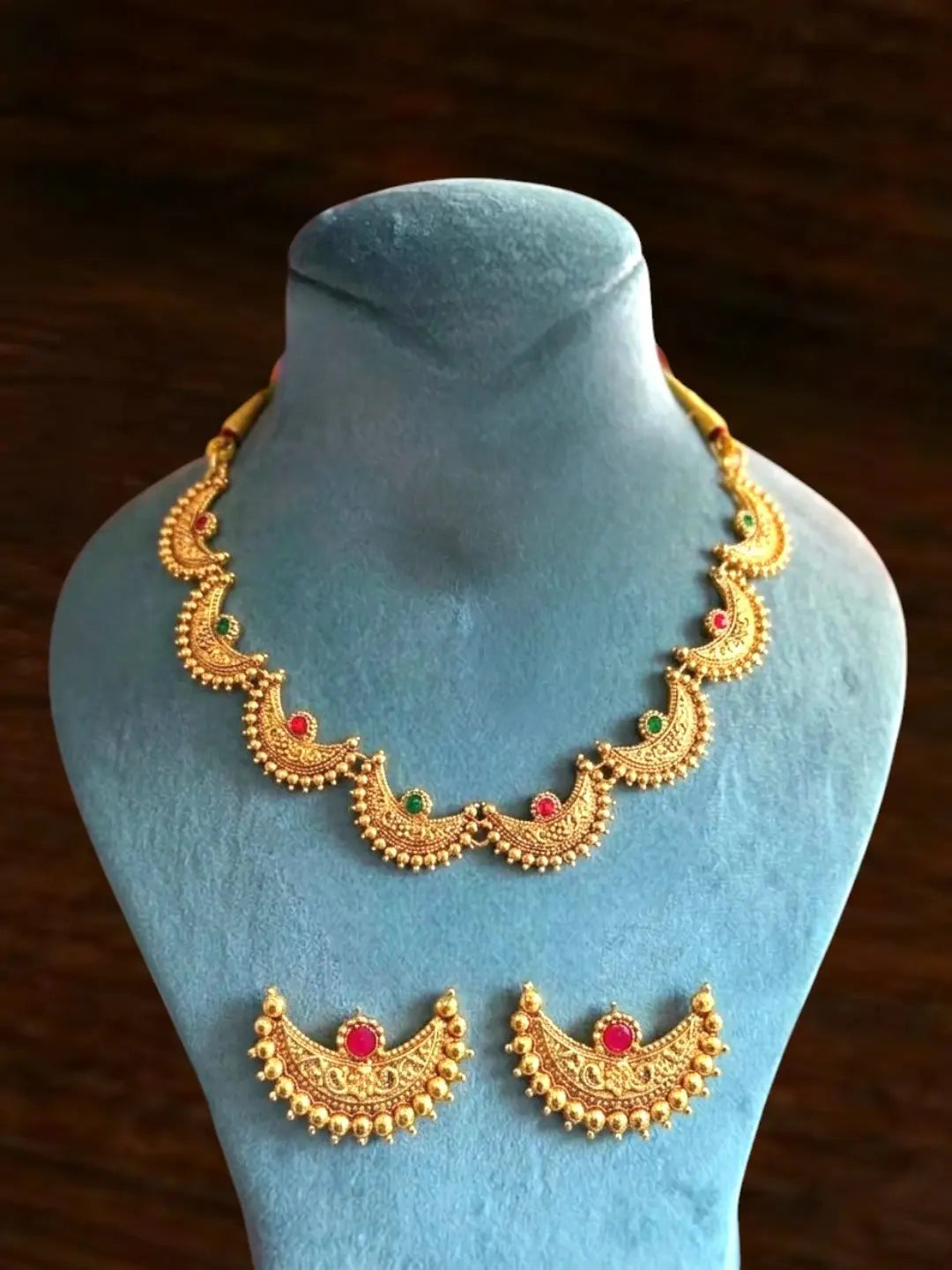 Gold Plated Chandrakor Necklace Set