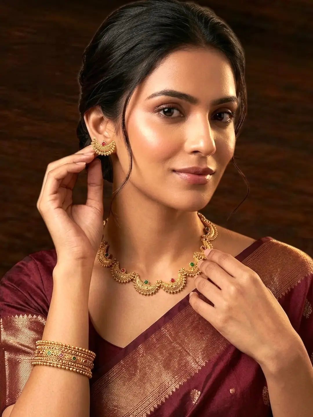 Gold Plated Chandrakor Necklace Set
