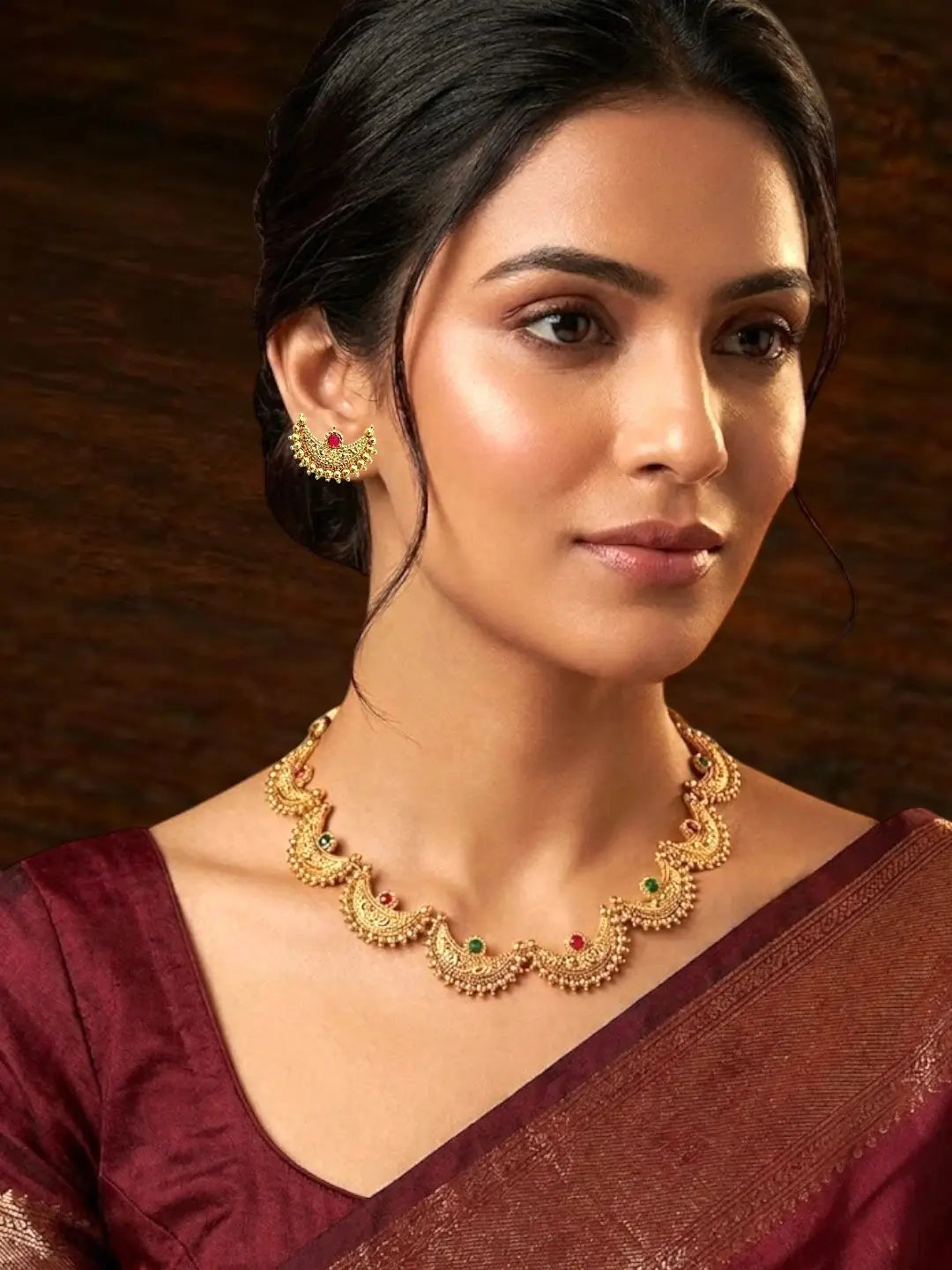 Gold Plated Chandrakor Necklace Set