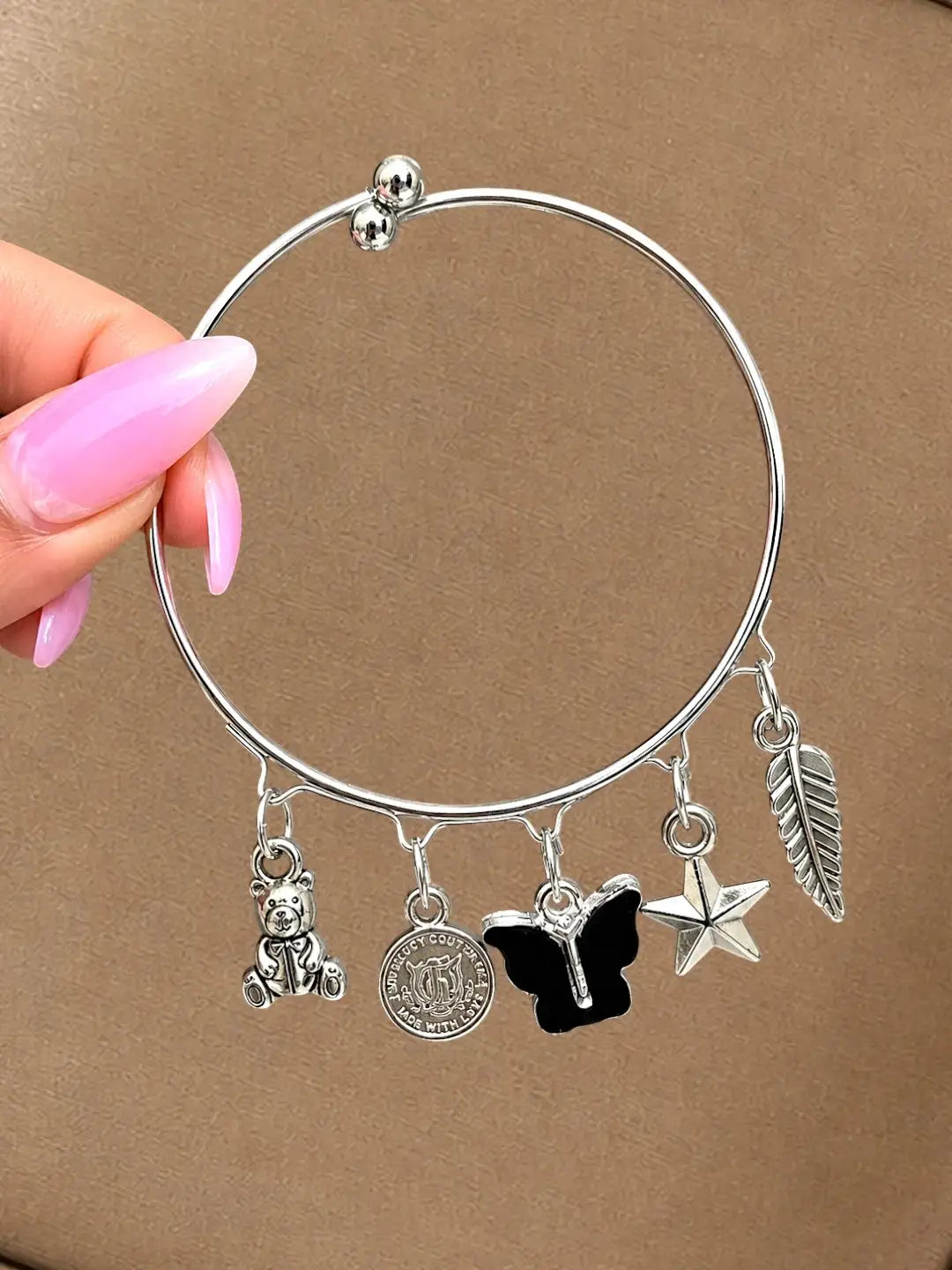 Silver Plated Charm Bangle Bracelet