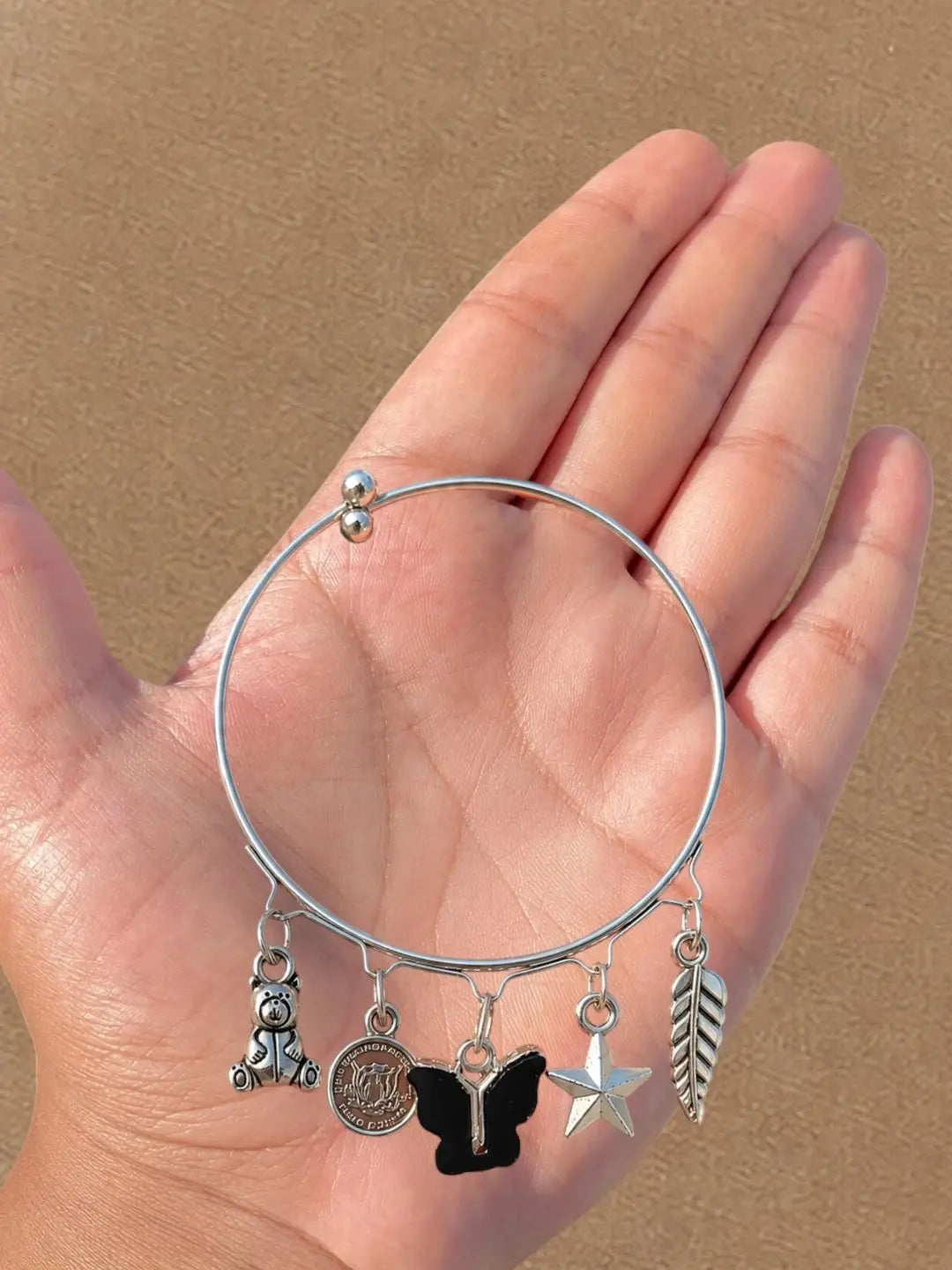 Silver Plated Charm Bangle Bracelet