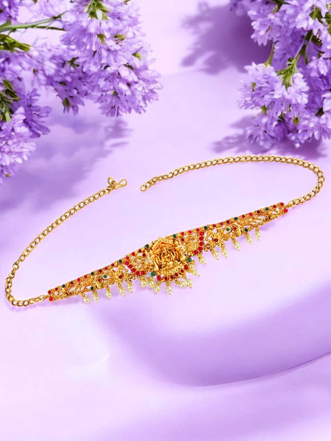 Traditional Gold plated Temple Jewelry Laxmi Waist Belt Kamarbandh