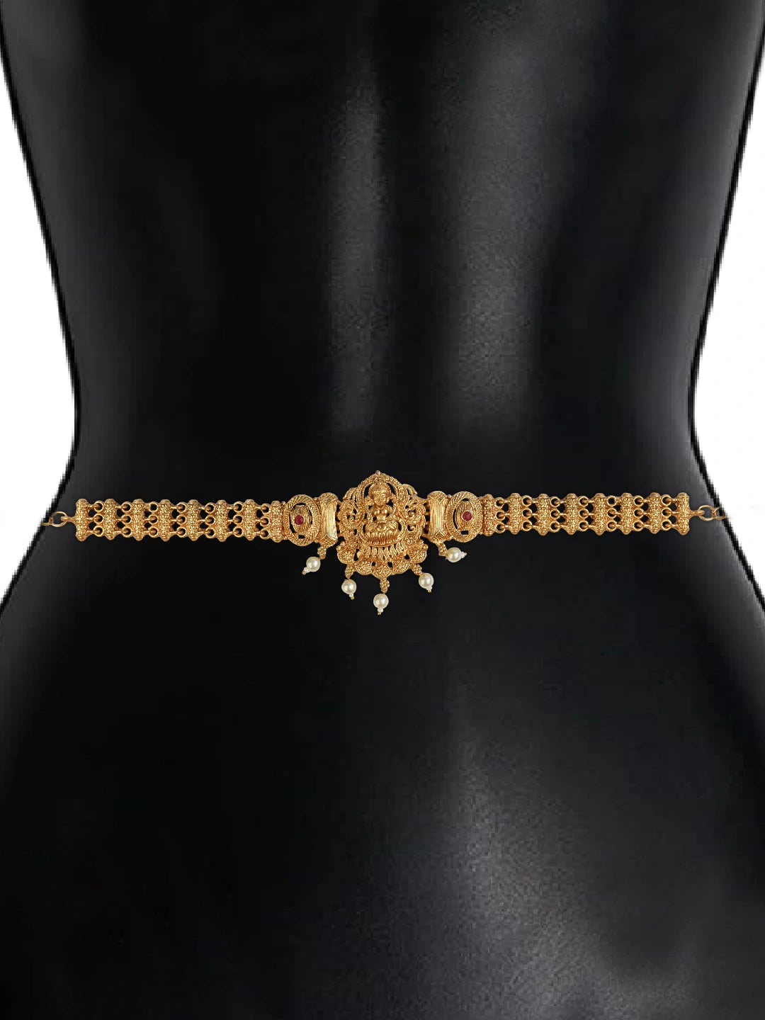 Traditional Filigree Gold plated Temple Jewelry Laxmi Waist Belt Kamarbandh