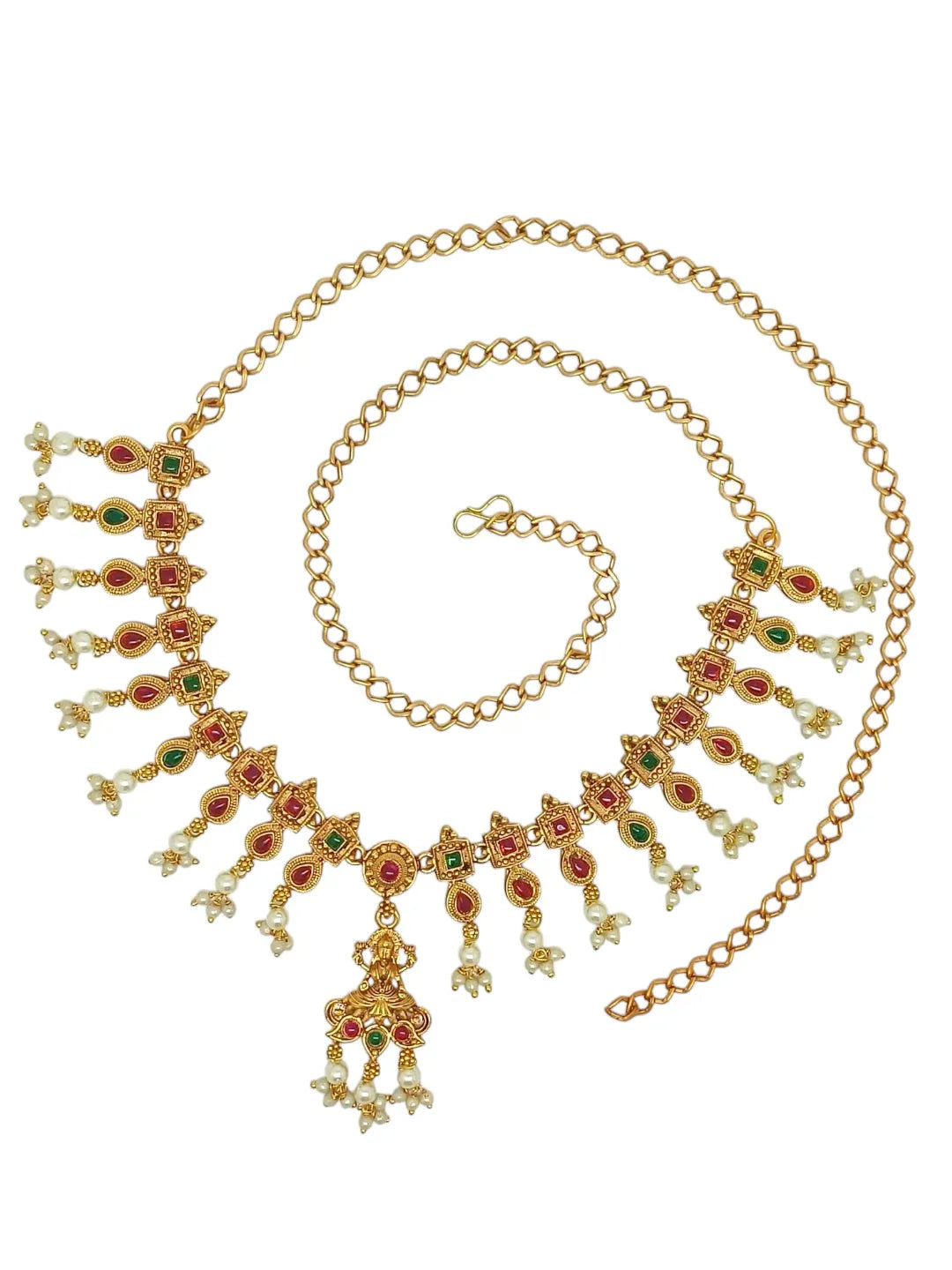 Gold Plated Stone Studded Divine Waist Chain