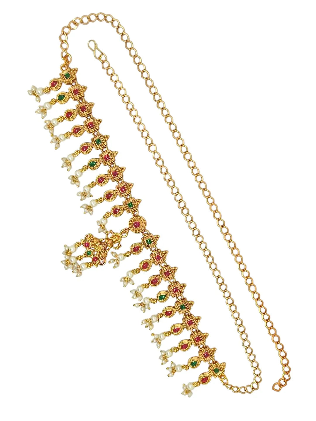 Gold Plated Stone Studded Divine Waist Chain