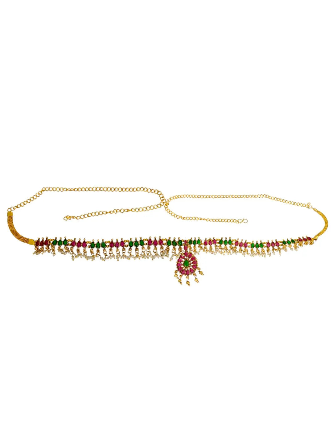 Artificial Multicolor Stones Studded Waist Chain