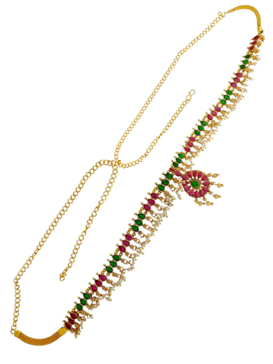 Artificial Multicolor Stones Studded Waist Chain