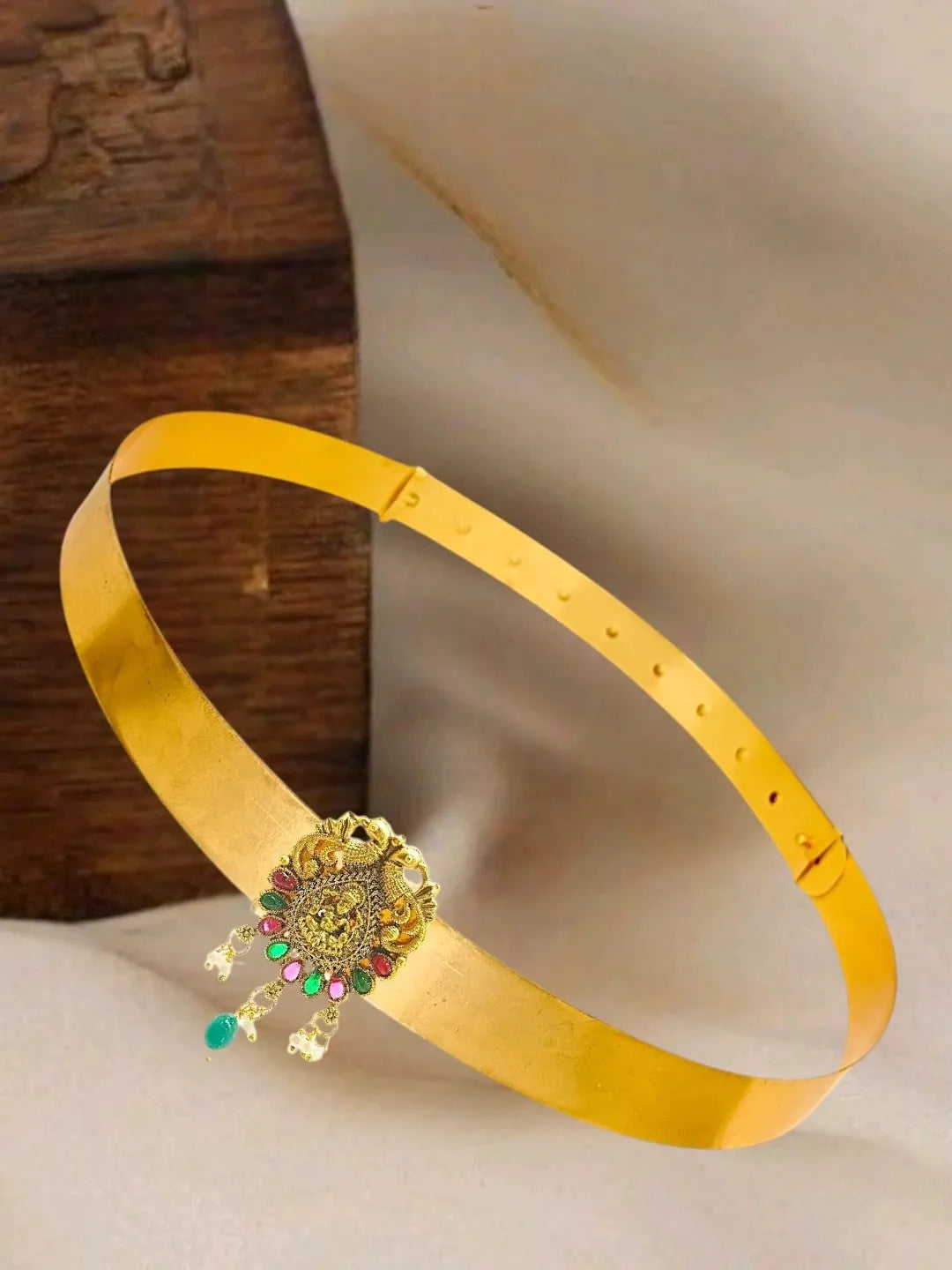 Gold Plated Temple Design Waist Belt