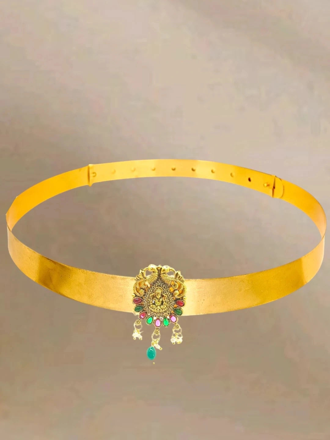 Gold Plated Temple Design Waist Belt
