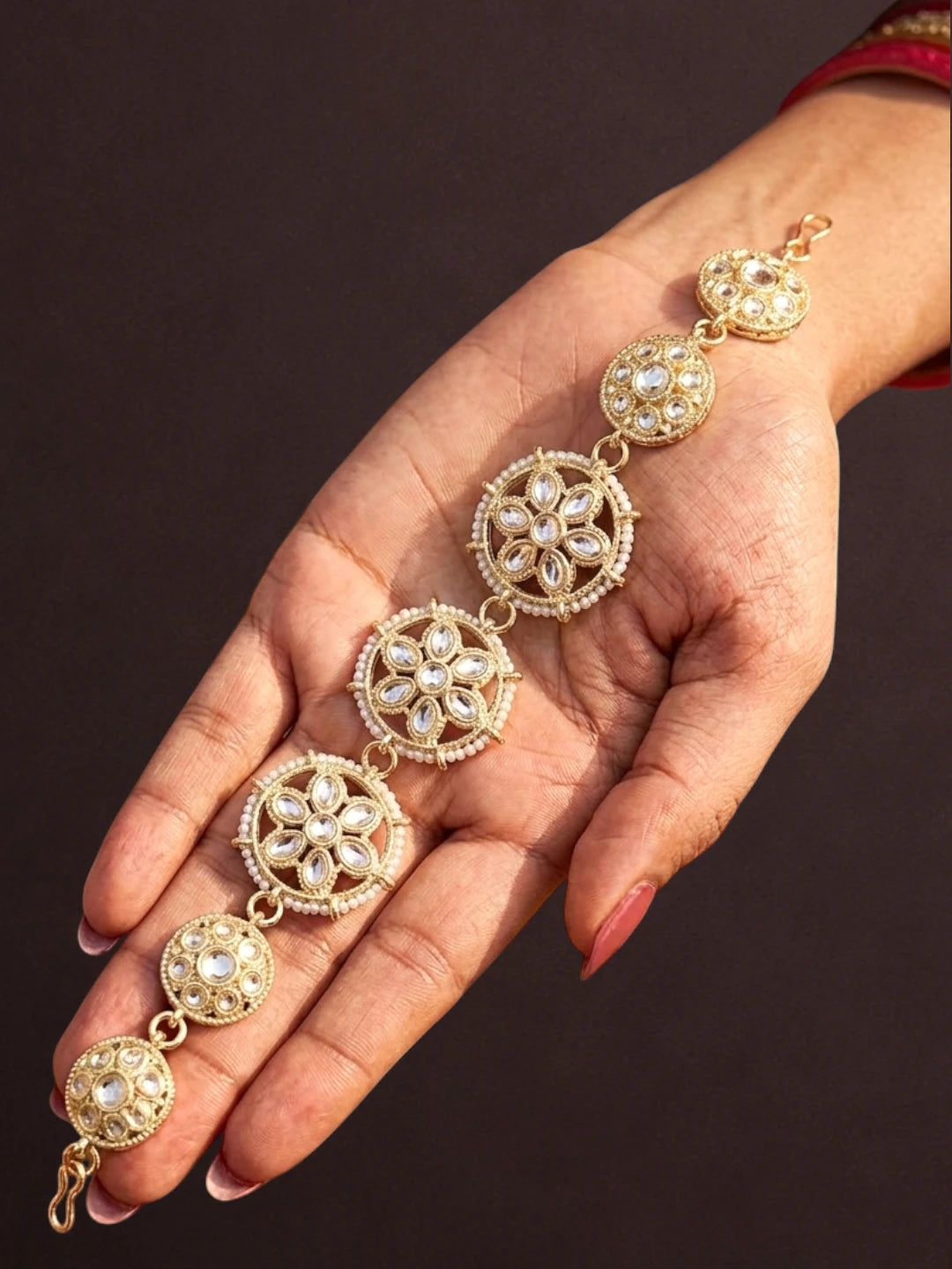 Silver Plated Kundan Floral Mathapatti Sheeshphool