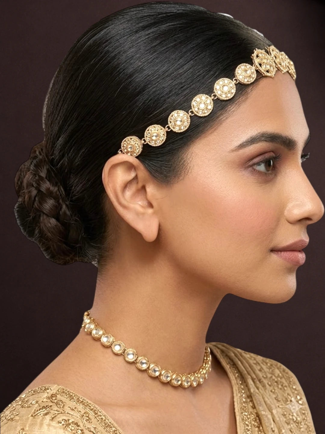 Silver Plated Kundan Floral Mathapatti Sheeshphool