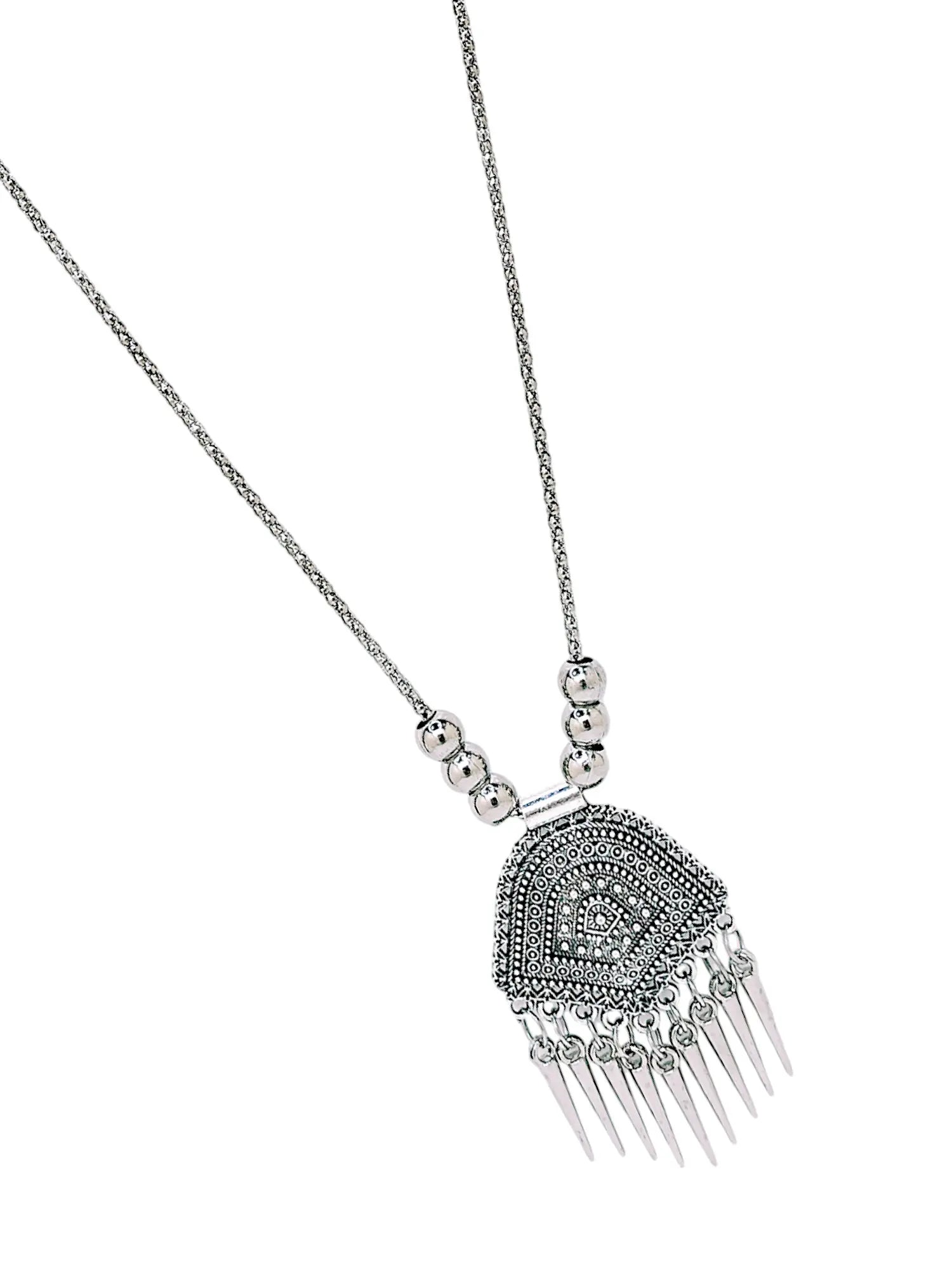 Silver Oxidized Stunning Tribal Inspired Necklace with Earring Set