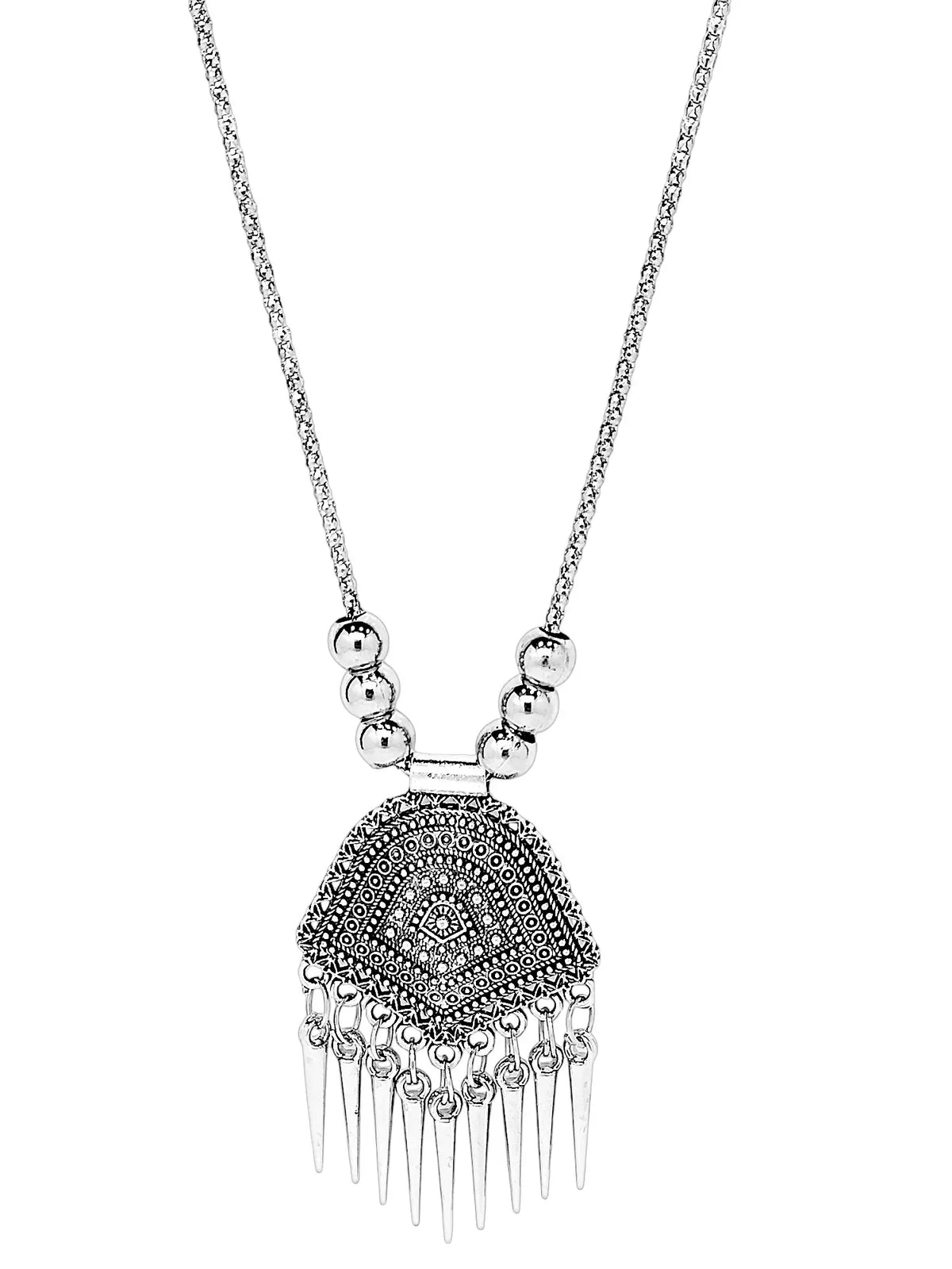 Silver Oxidized Stunning Tribal Inspired Necklace with Earring Set