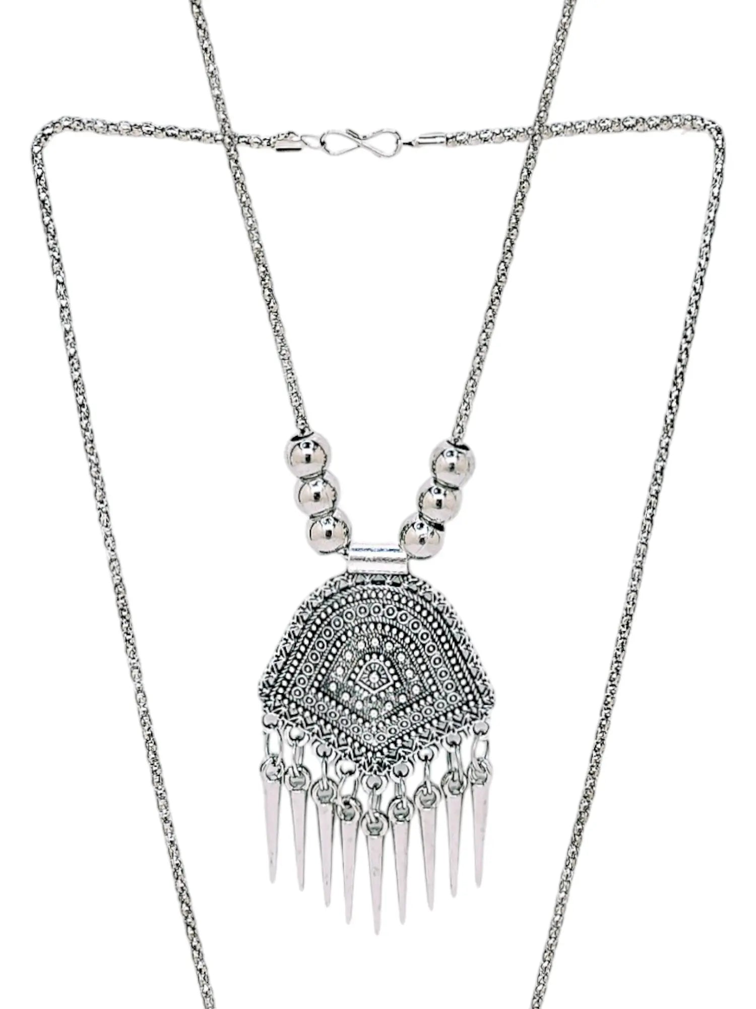 Silver Oxidized Stunning Tribal Inspired Necklace with Earring Set