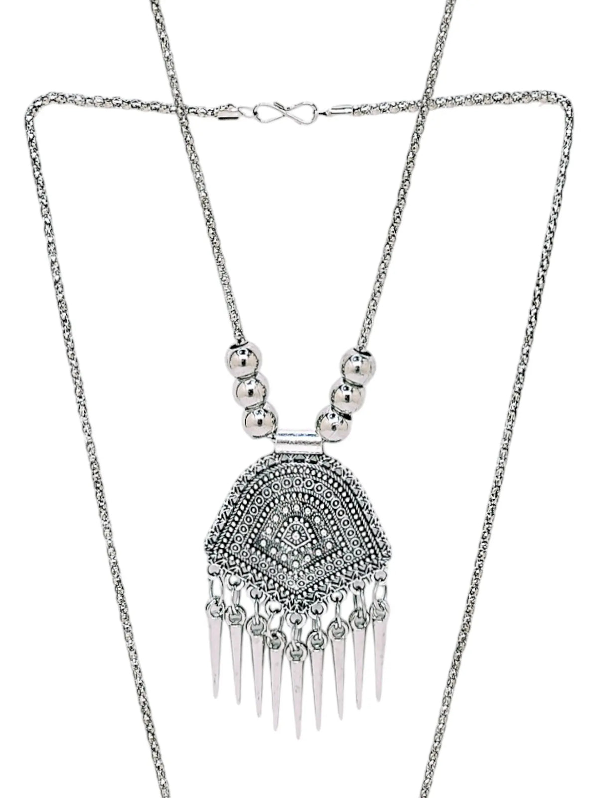 Silver Oxidized Stunning Tribal Inspired Necklace with Earring Set