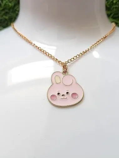 Gold Plated Cute Bts Cooky Pendant With Chain