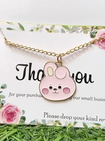 Gold Plated Cute Bts Cooky Pendant With Chain