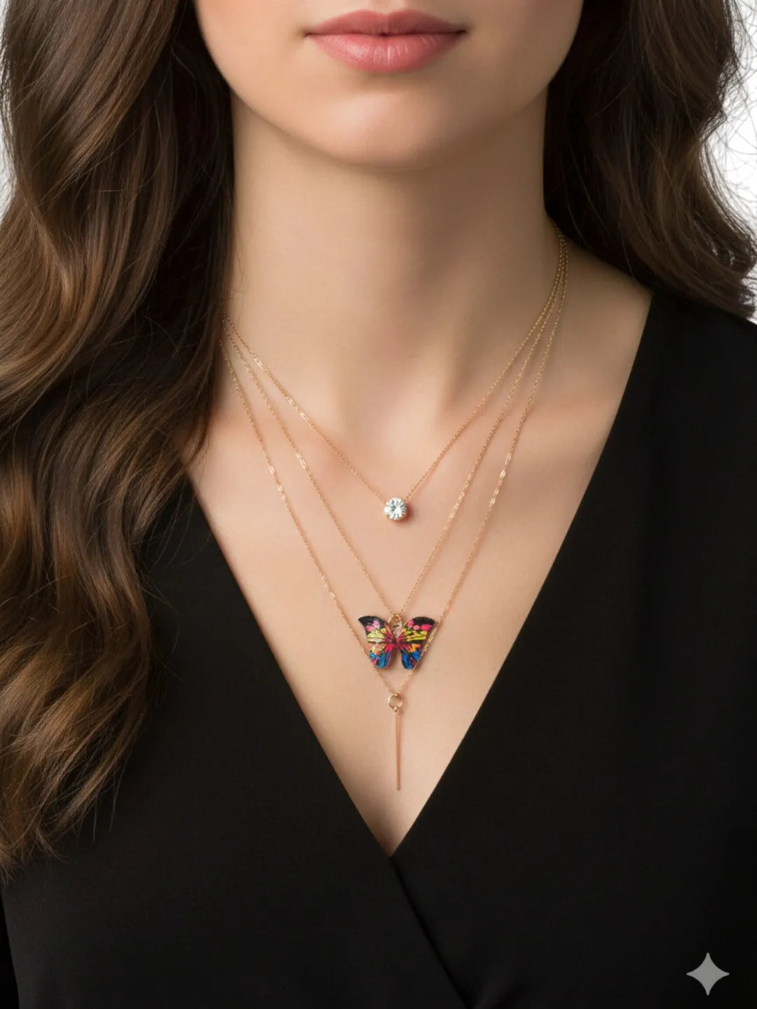 Layer Necklace Butterfly Brooches