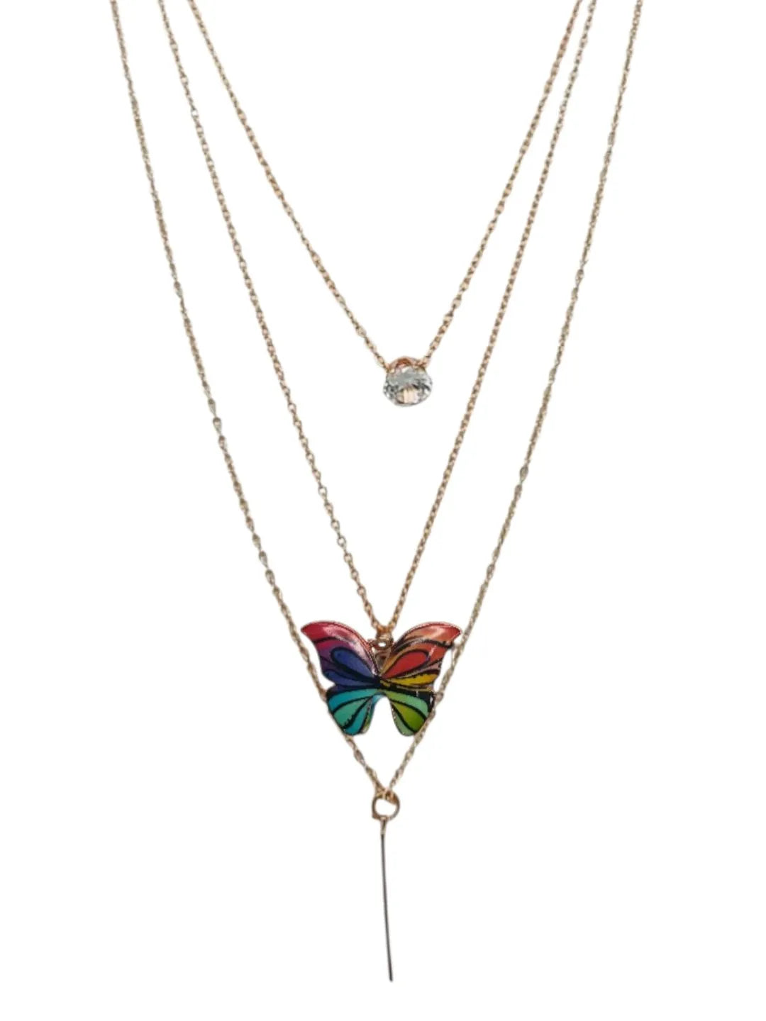 Layer Necklace Butterfly Brooches Multicolor