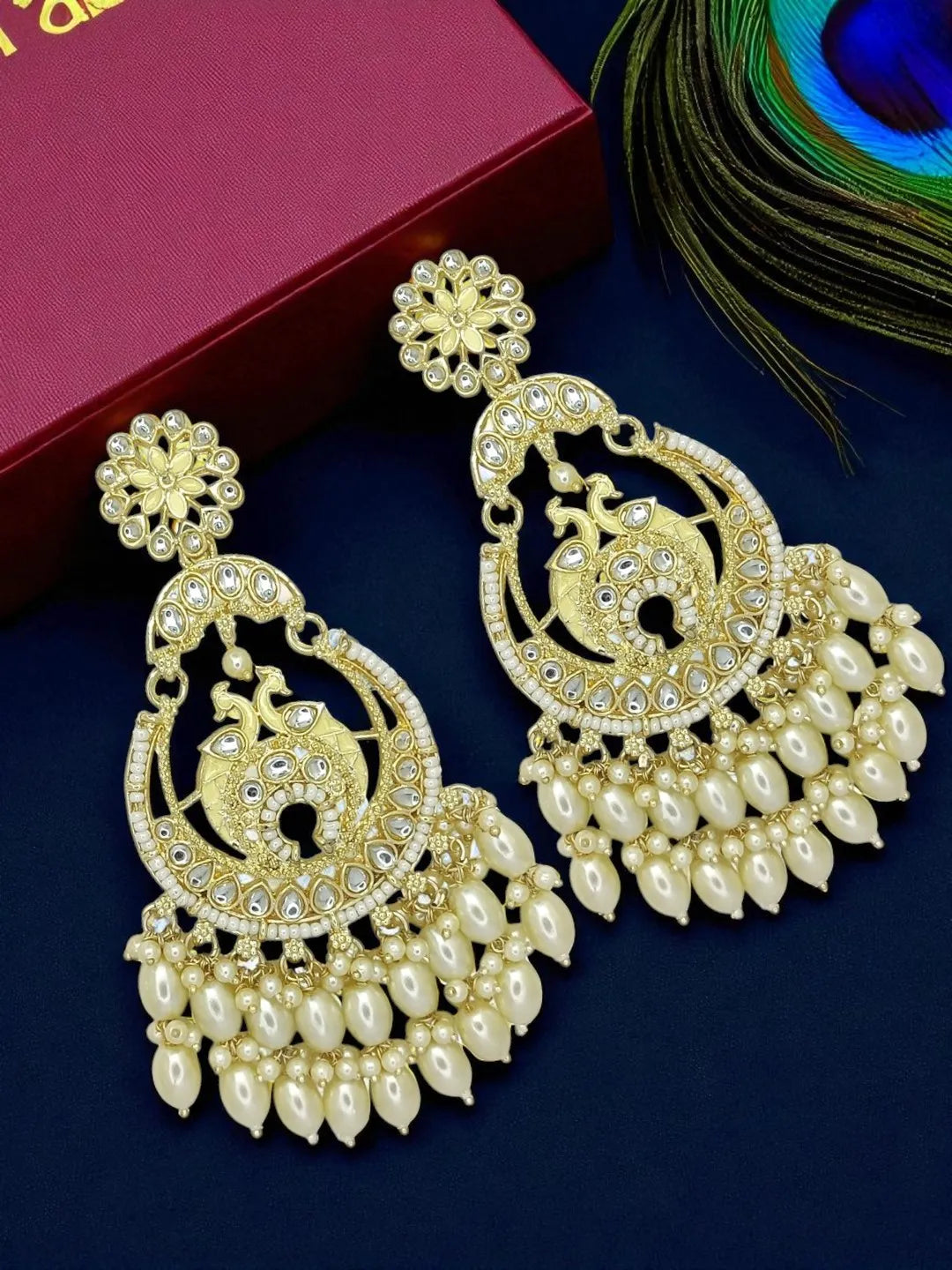 Women Peacock Shaped Drop Earrings