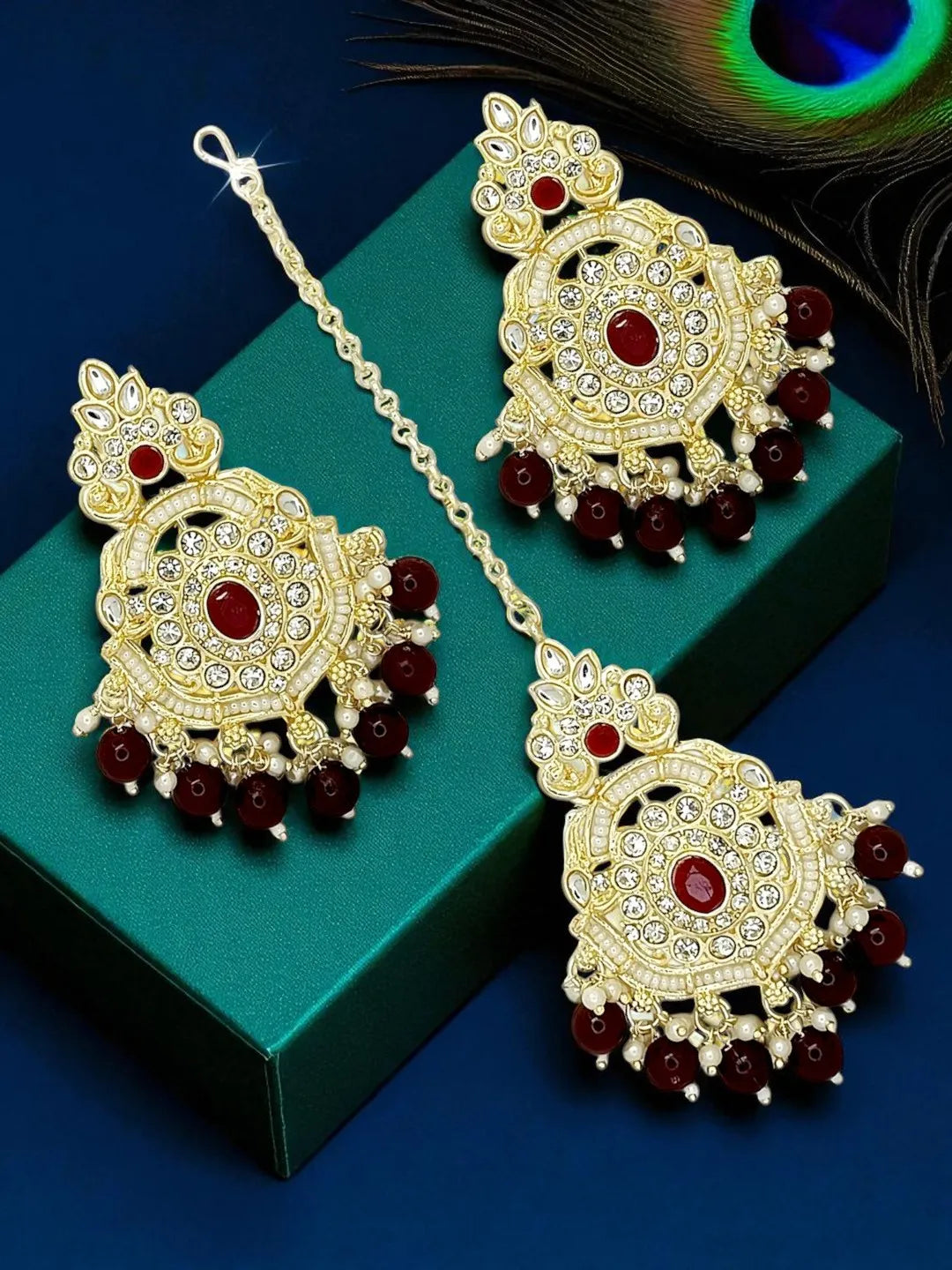Gold-Plated Cubic Zircon Studded Jewellery Set