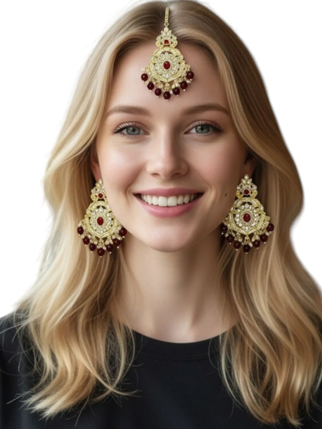 Gold-Plated Cubic Zircon Studded Jewellery Set