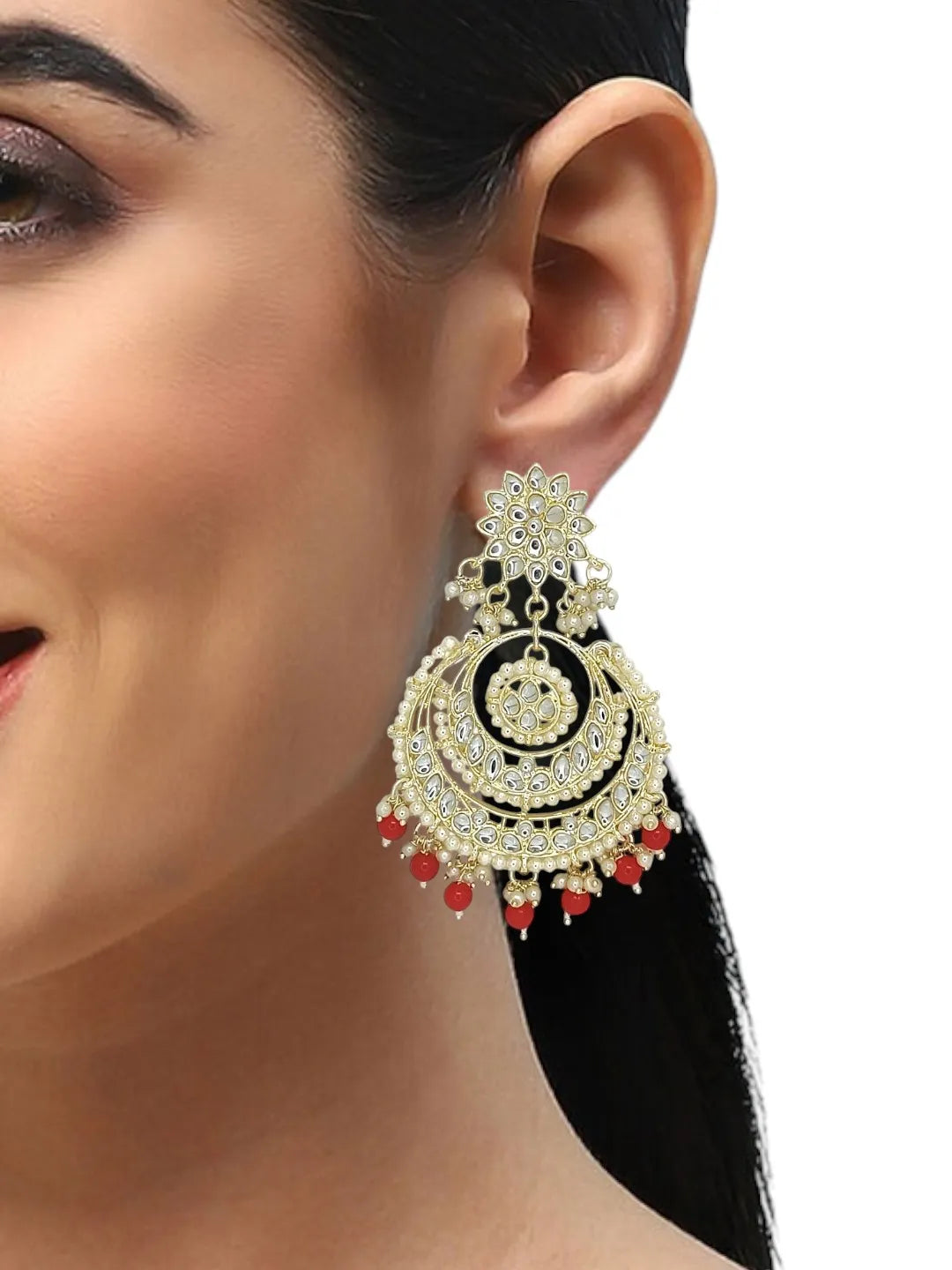 Gold Plated Rajwadi Chandbali Earrings