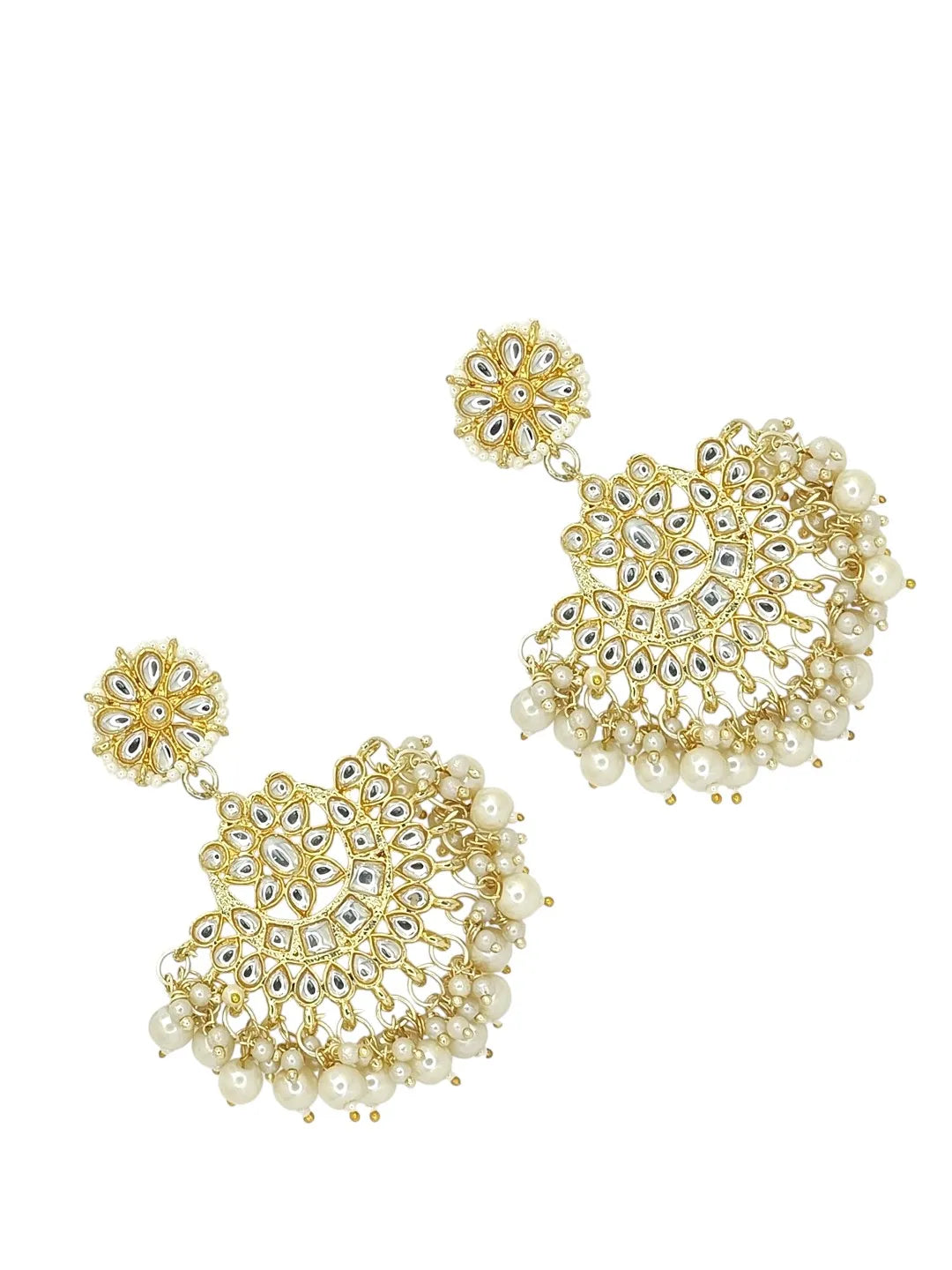 Gold Plated Kundan Studded Chandbali Earrings