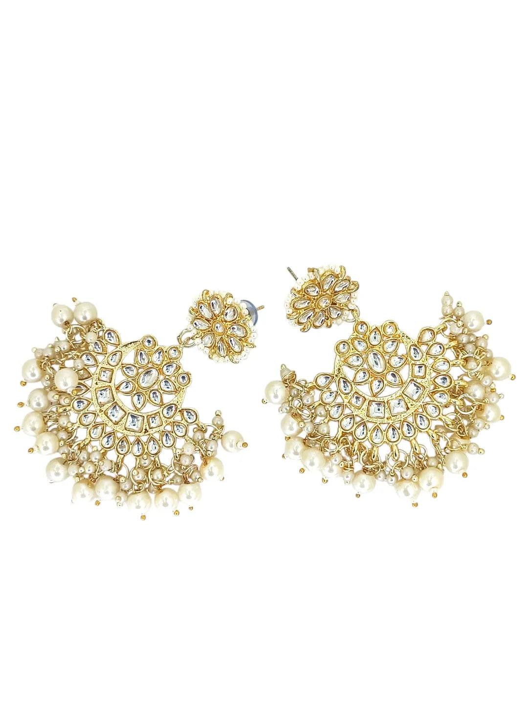 Gold Plated Kundan Studded Chandbali Earrings