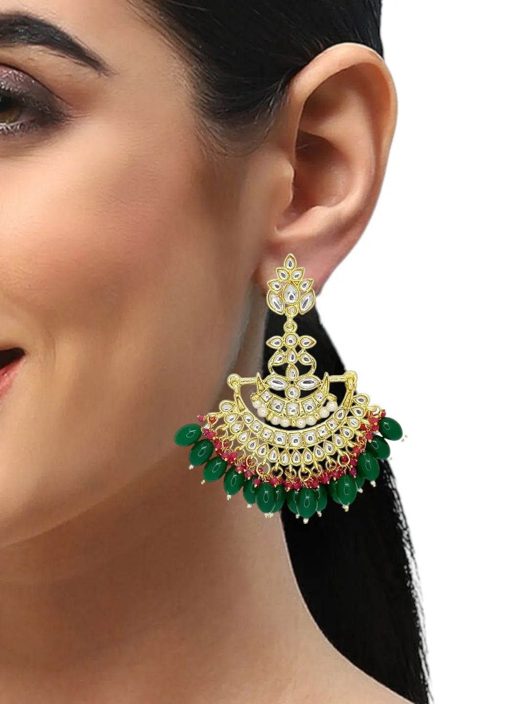 Gold Plated Floral Chandbali Earrings