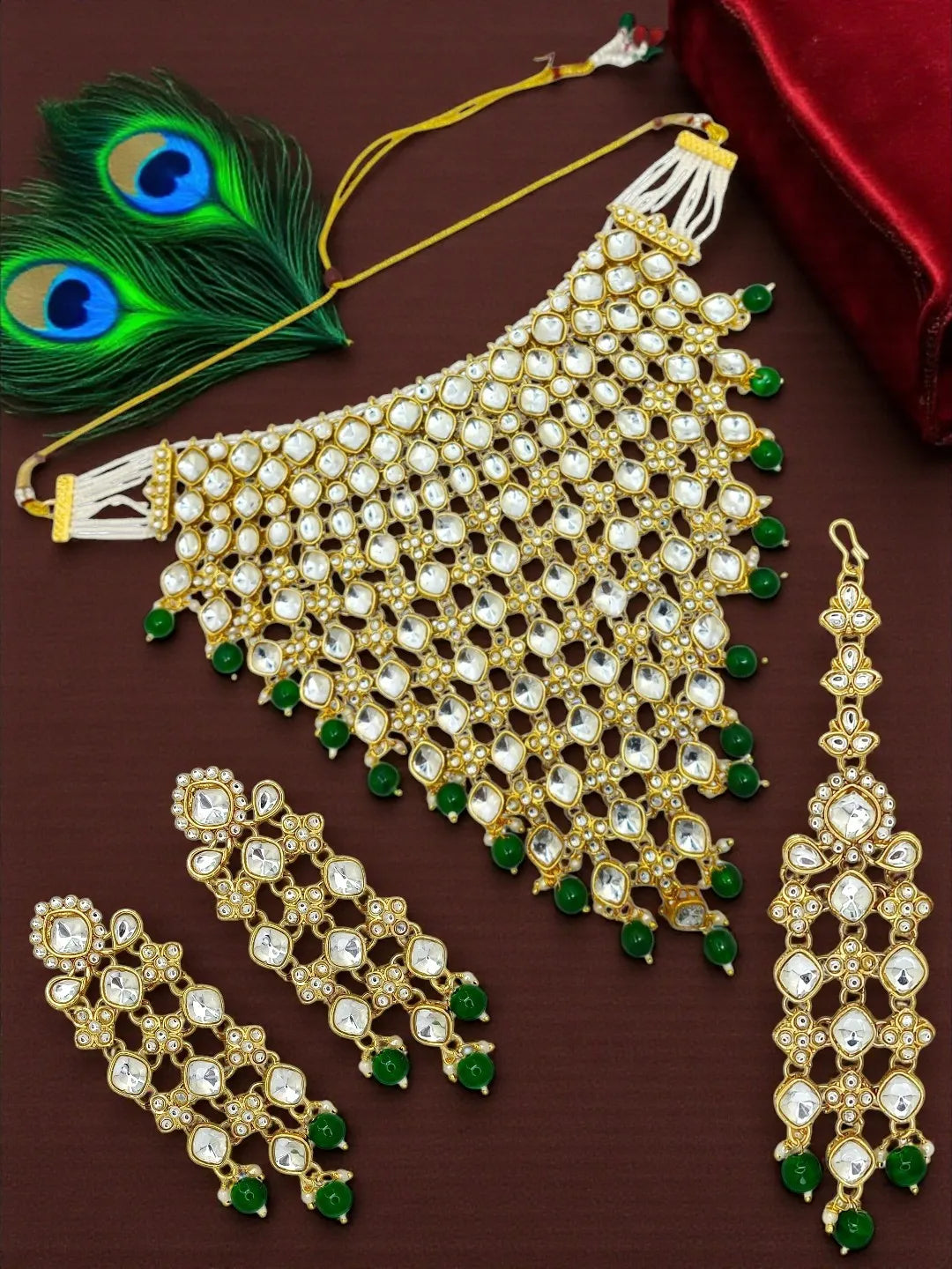 Gold-Plated Stone Studded Jewellery Set
