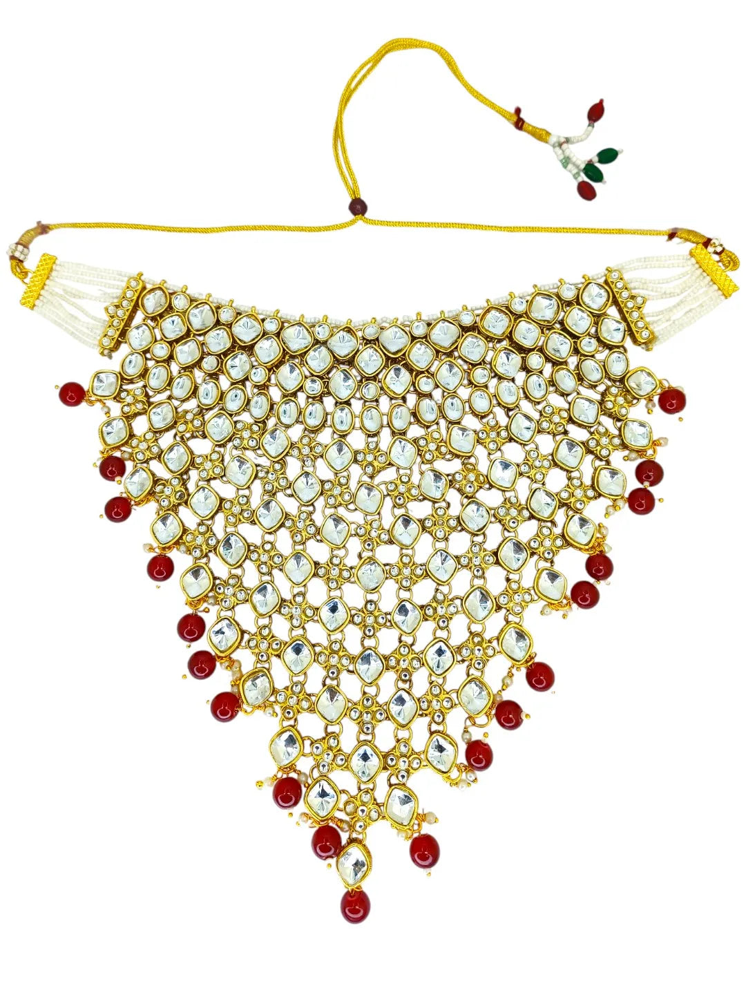 Women Gold-Plated V-Shaped Stone-Studded Jewellery Set