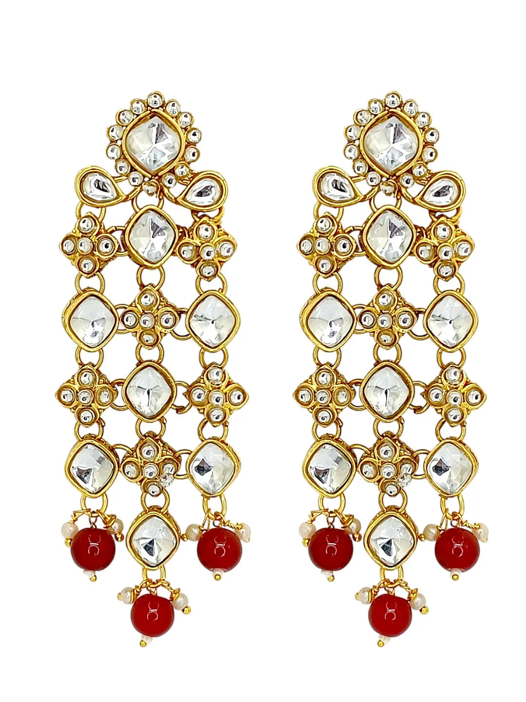 Women Gold-Plated V-Shaped Stone-Studded Jewellery Set